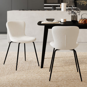 chaise en tissu bouclette blanche koko lot de 2