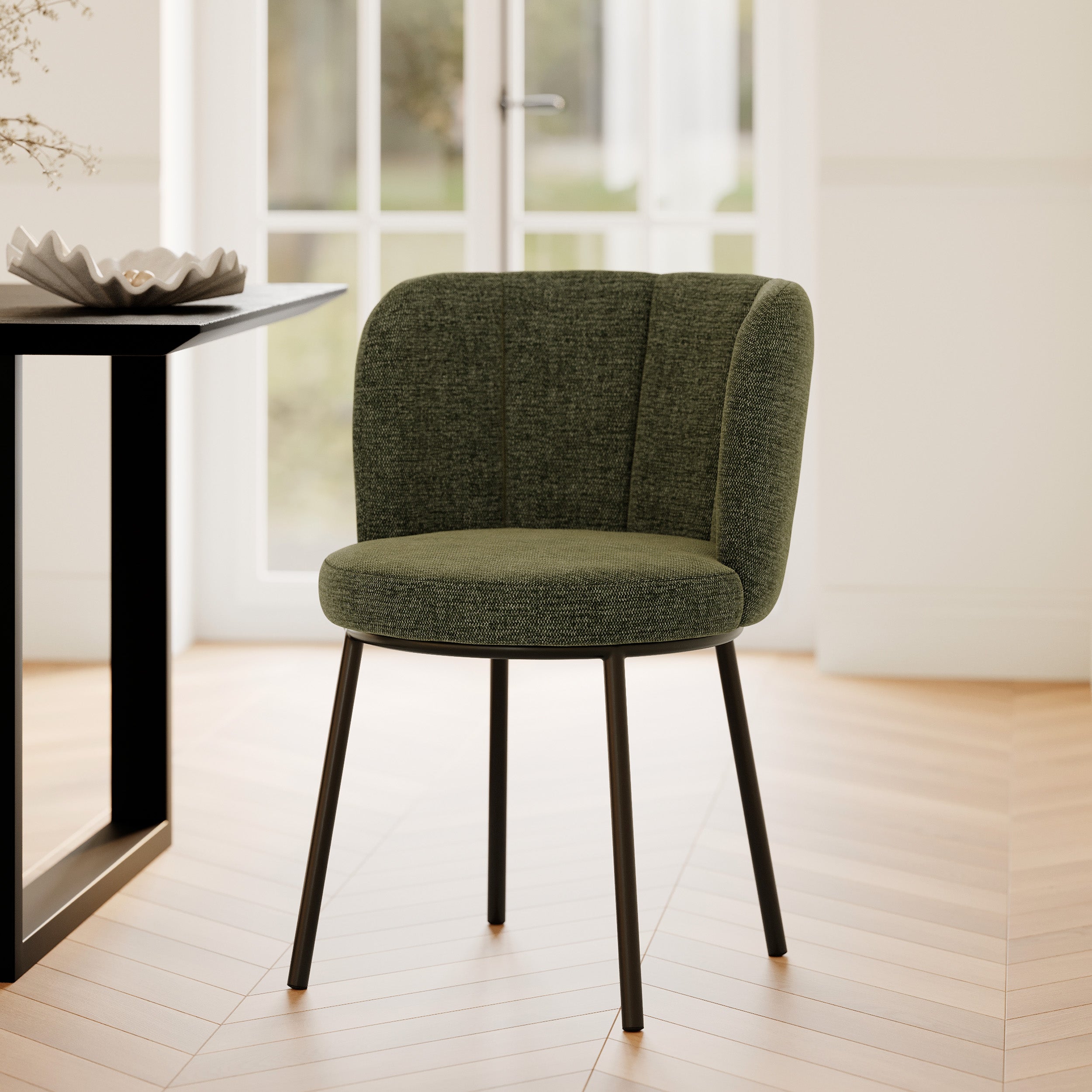 chaise en tissu chine vert fonce aby rdv deco