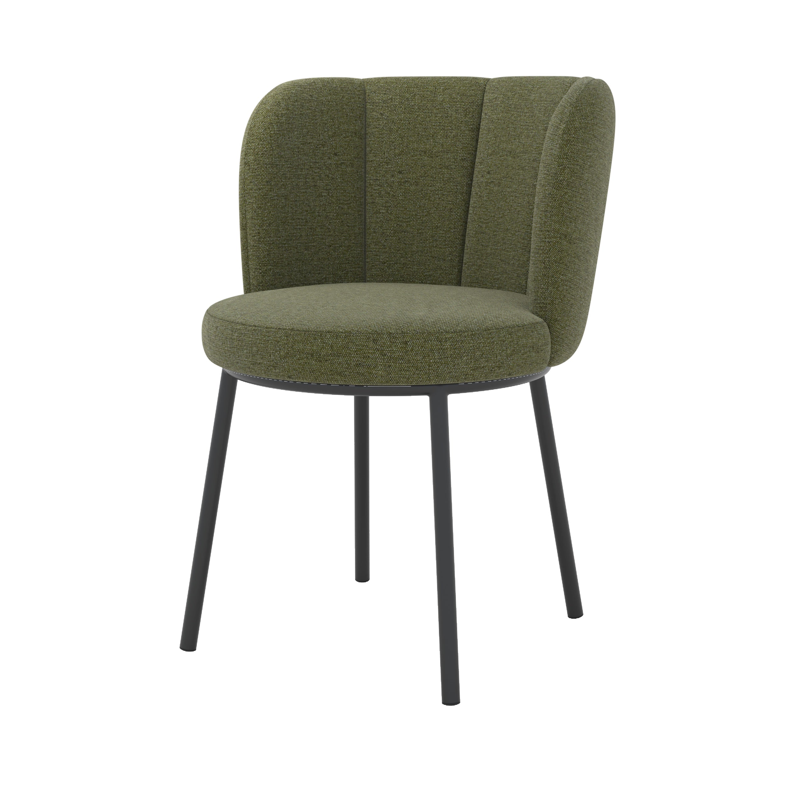 chaise en tissu vert chine olive fond blanc