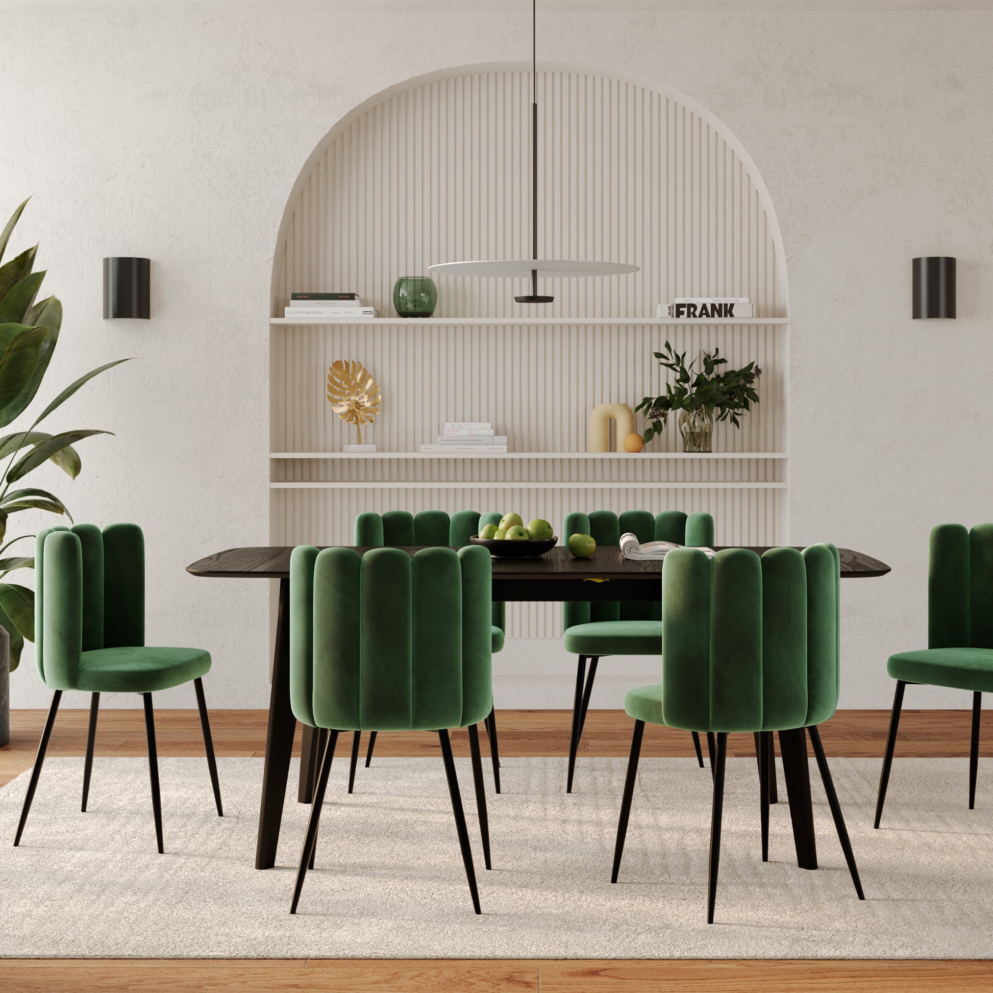 chaise en velours vert pieds noir lot de 2 rosy