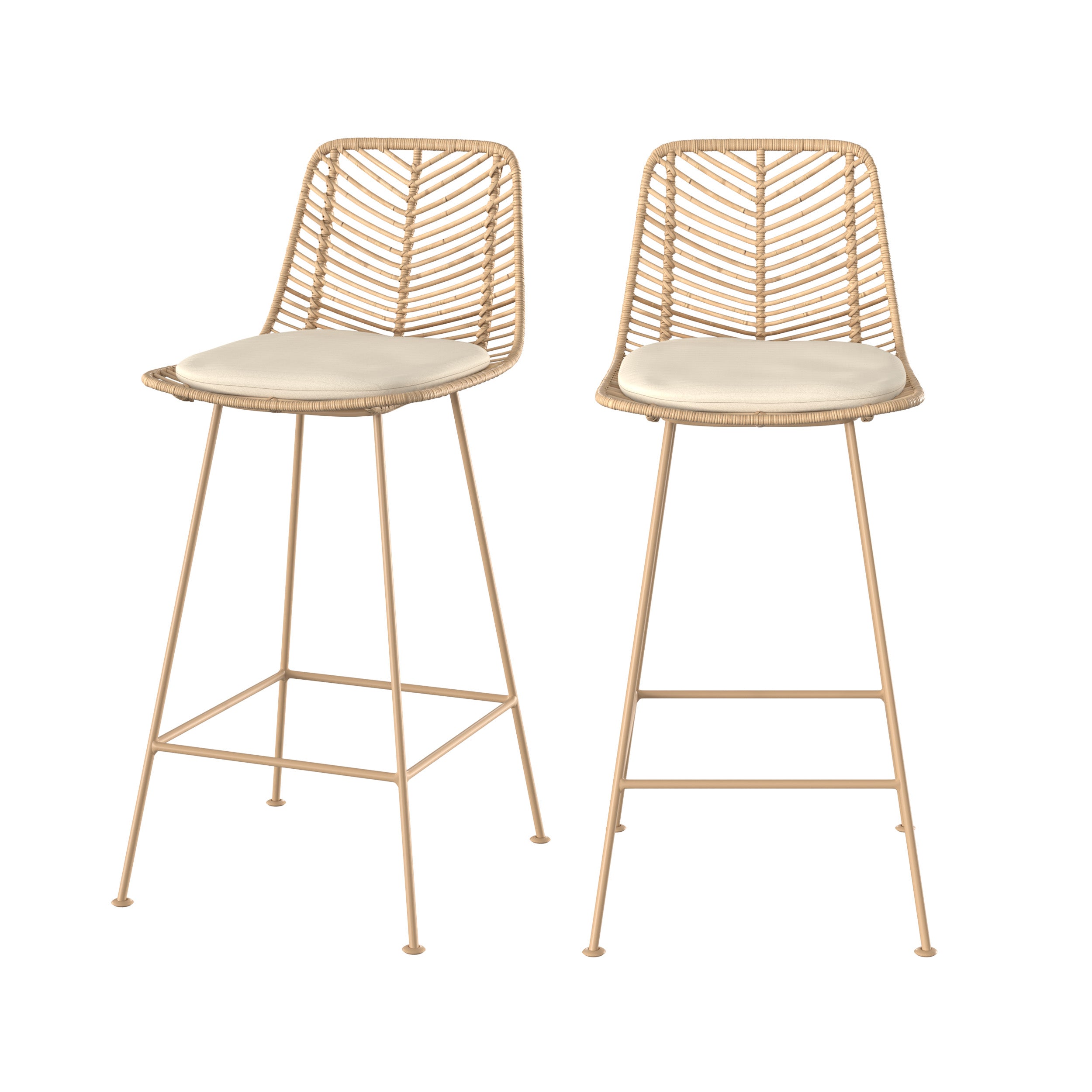 chaise ilot central beige rotin tamara 66 cm