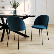 chaise karl bleu fonce en velours lot de 2