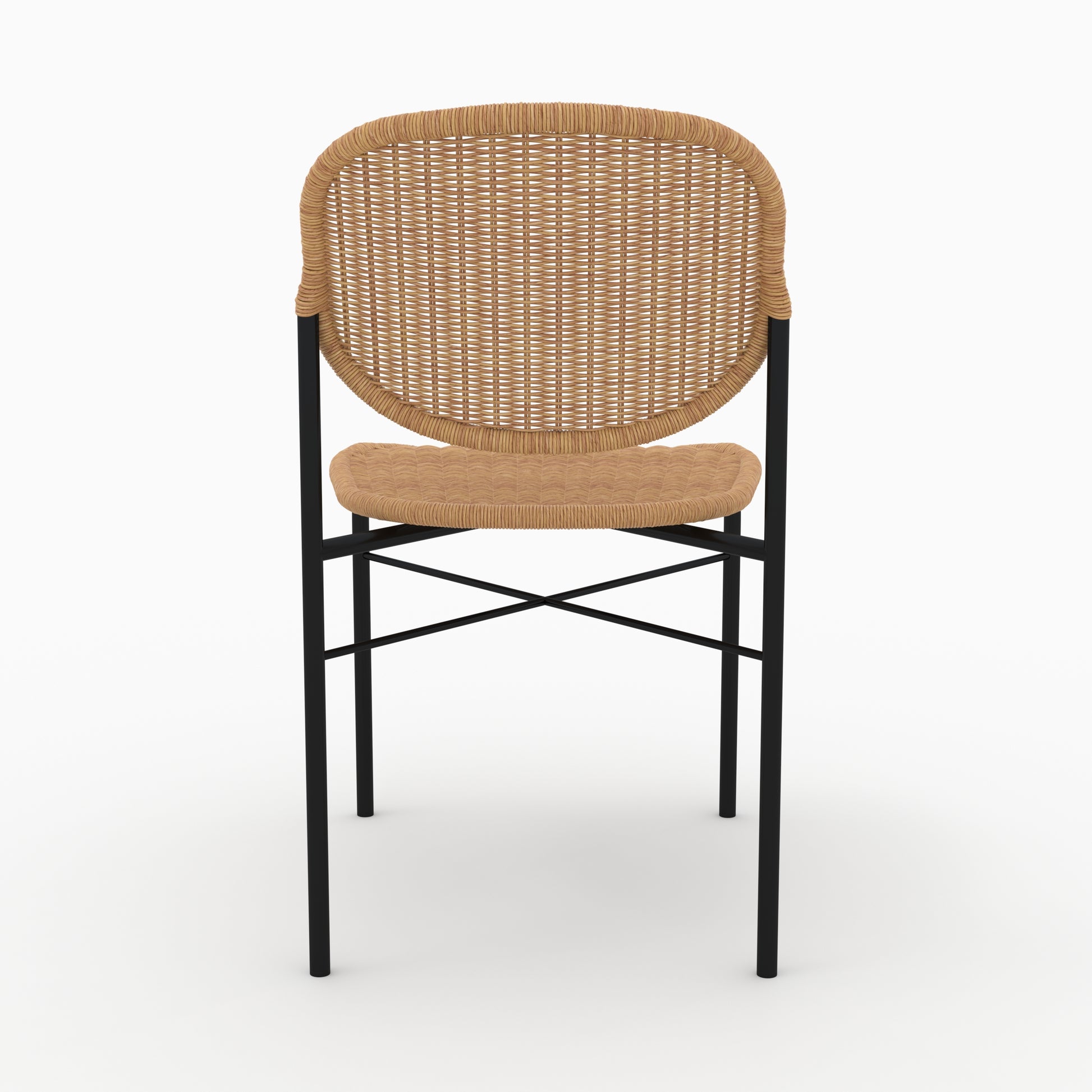 chaise messa en resine tressee lot de 2 pieds noirs