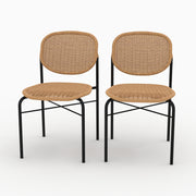 chaise messa fond beige lot de deux resine pieds noirs