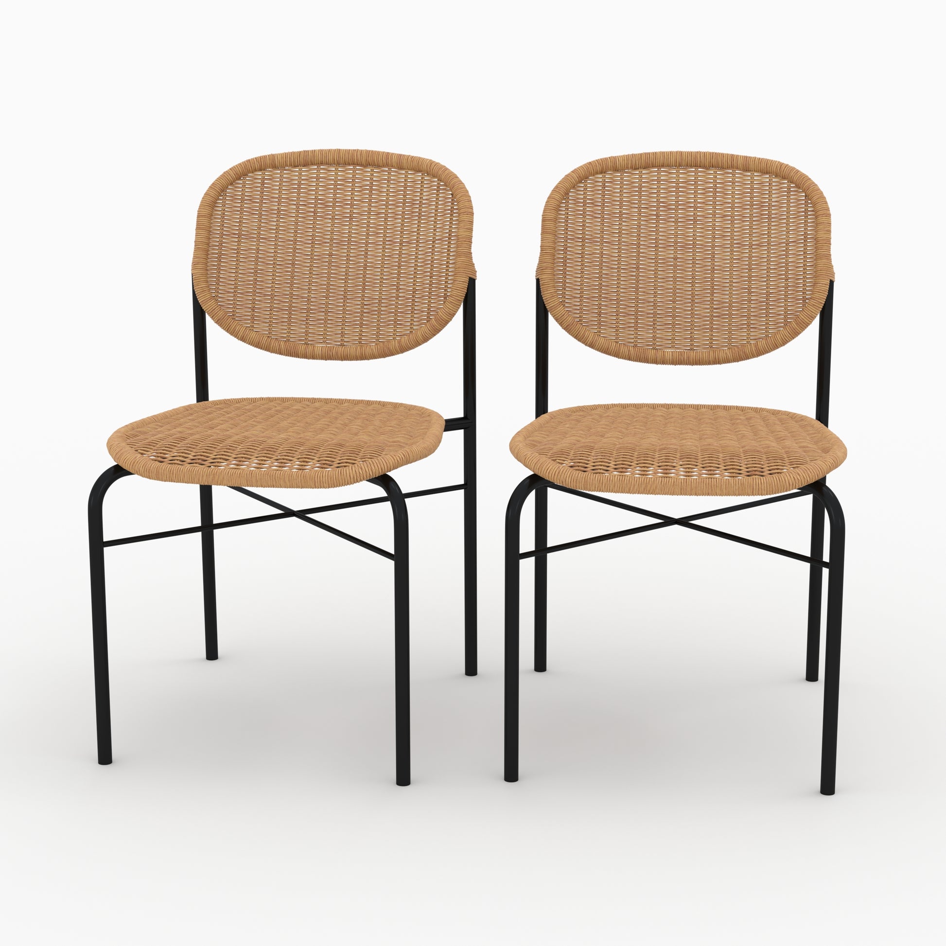 chaise messa fond beige lot de deux resine pieds noirs