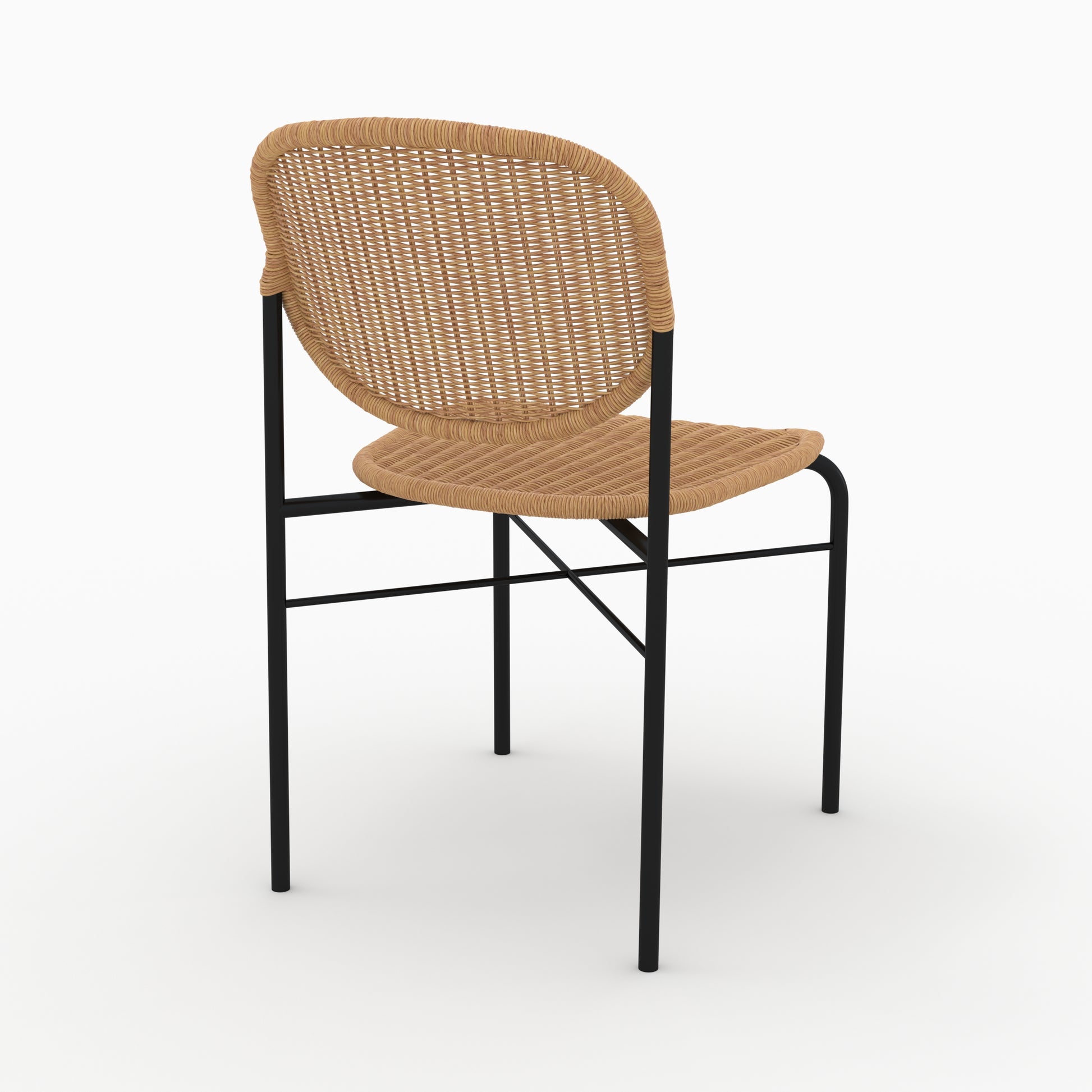 chaise messa resine tressee lot de 2 pieds noirs fond beige