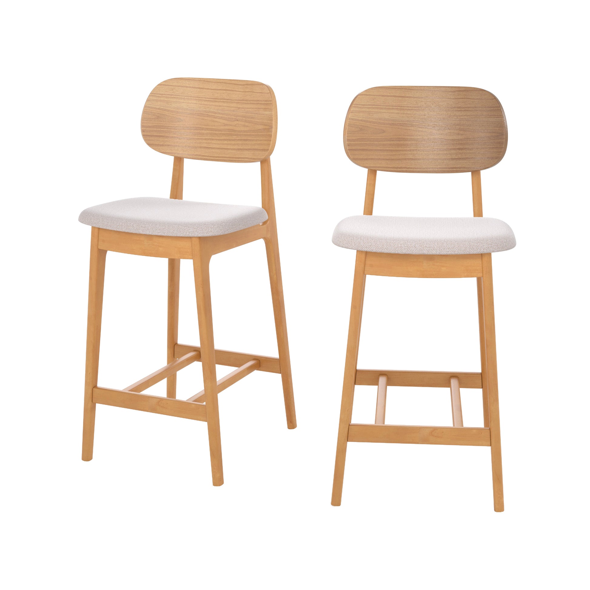 chaise pour ilot central charlize 66 cm en bois clair et tissu beige lot de 2 fond blanc