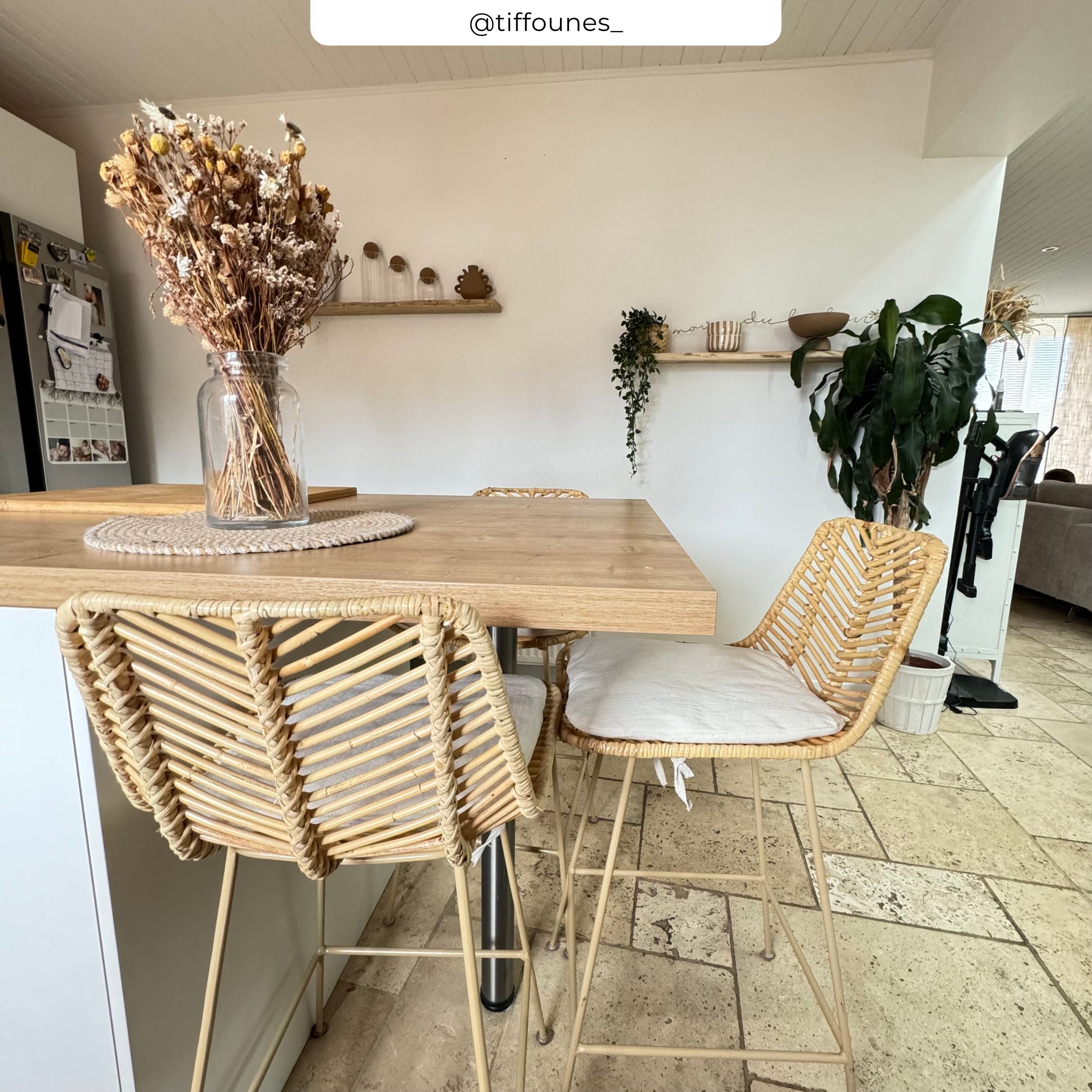 chaise pour ilot central en rotin naturel lot de 2 66 cm