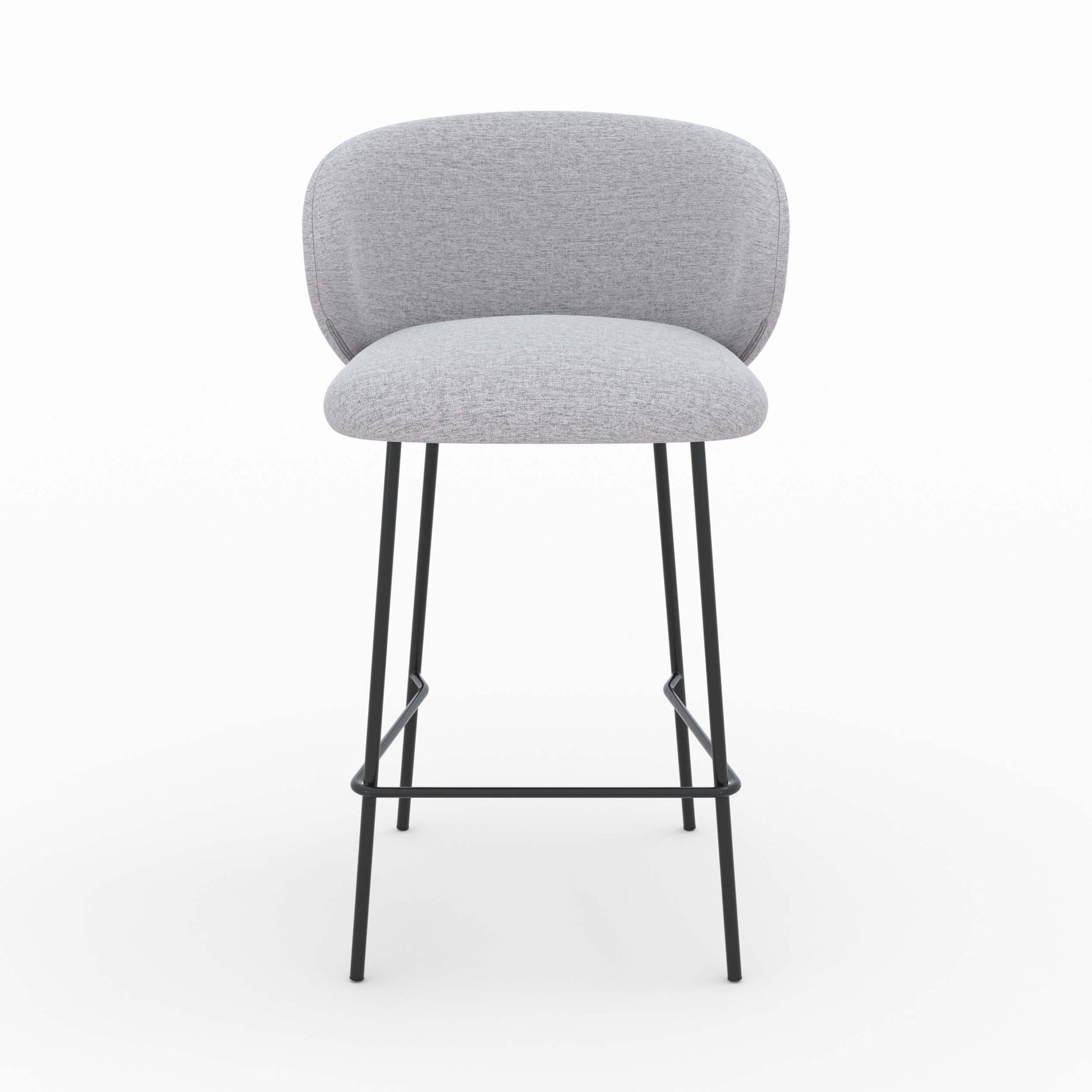 chaise pour ilot central en tissu gris clair 65 cm pieds noirs lot de 2 victoria