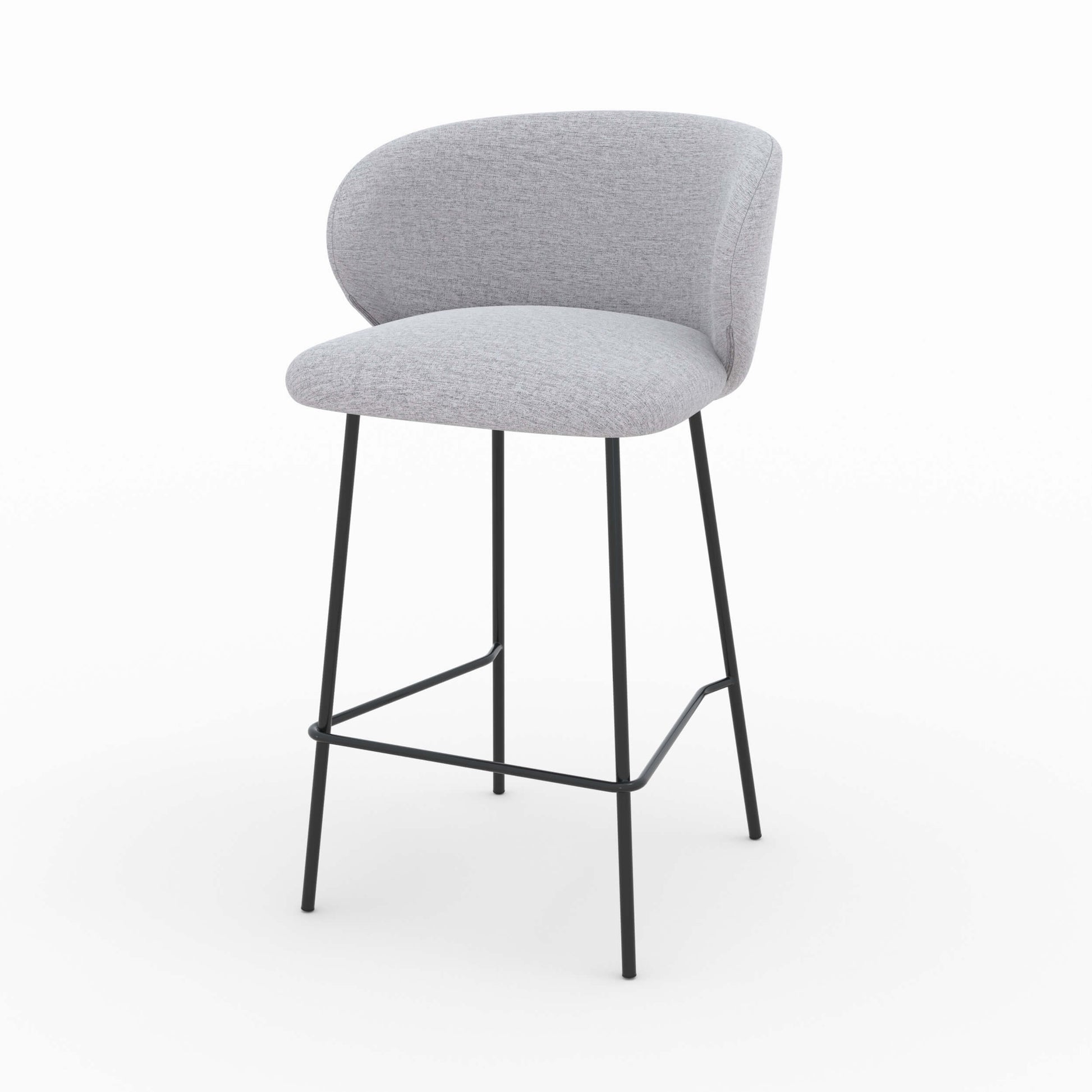 chaise pour ilot central en tissu gris clair victoria 65 cm pieds noirs lot de 2