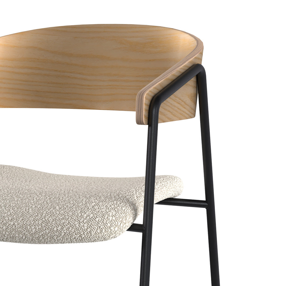 chaise tissu boucle blanc esmee bois de chene lot de 2