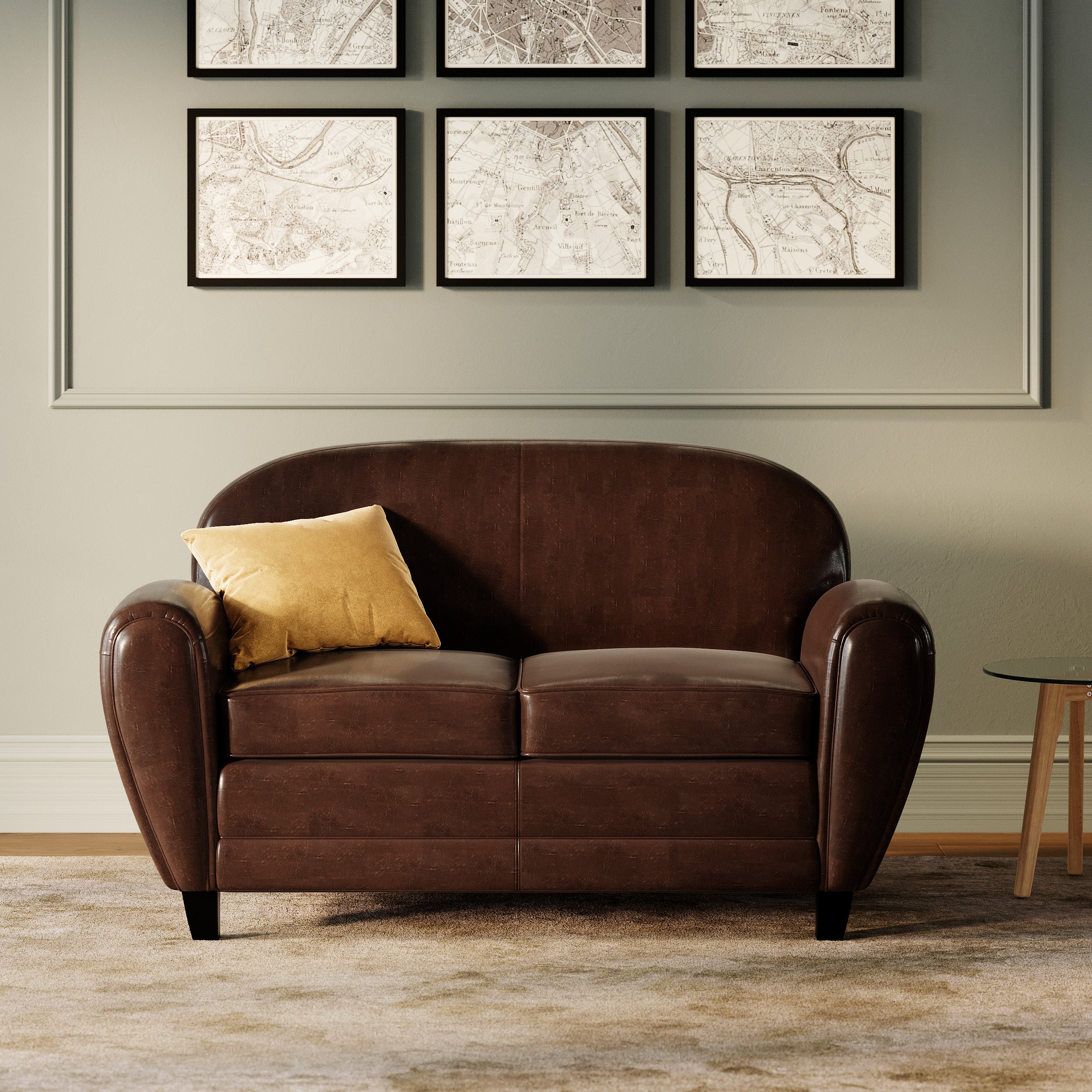 club marron 2 personnes cuir