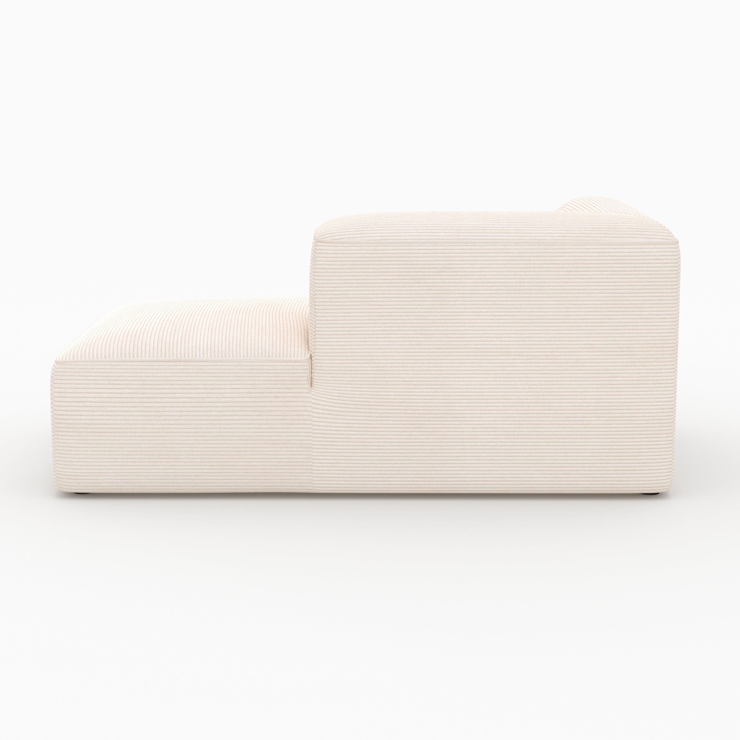 Rechteckige Eckliege Mina für modulares Sofa aus weißem Samt