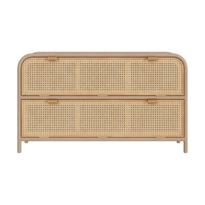 commode rangement en rotin et bois alata