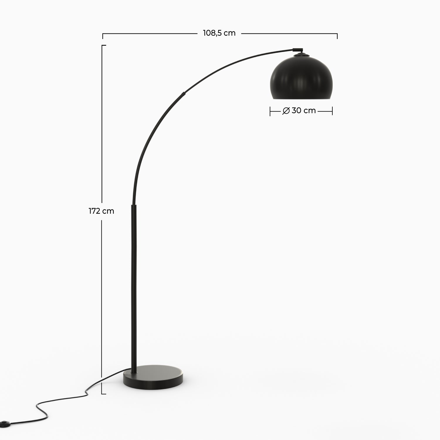 dinardlampadaire en metal noir arrondi