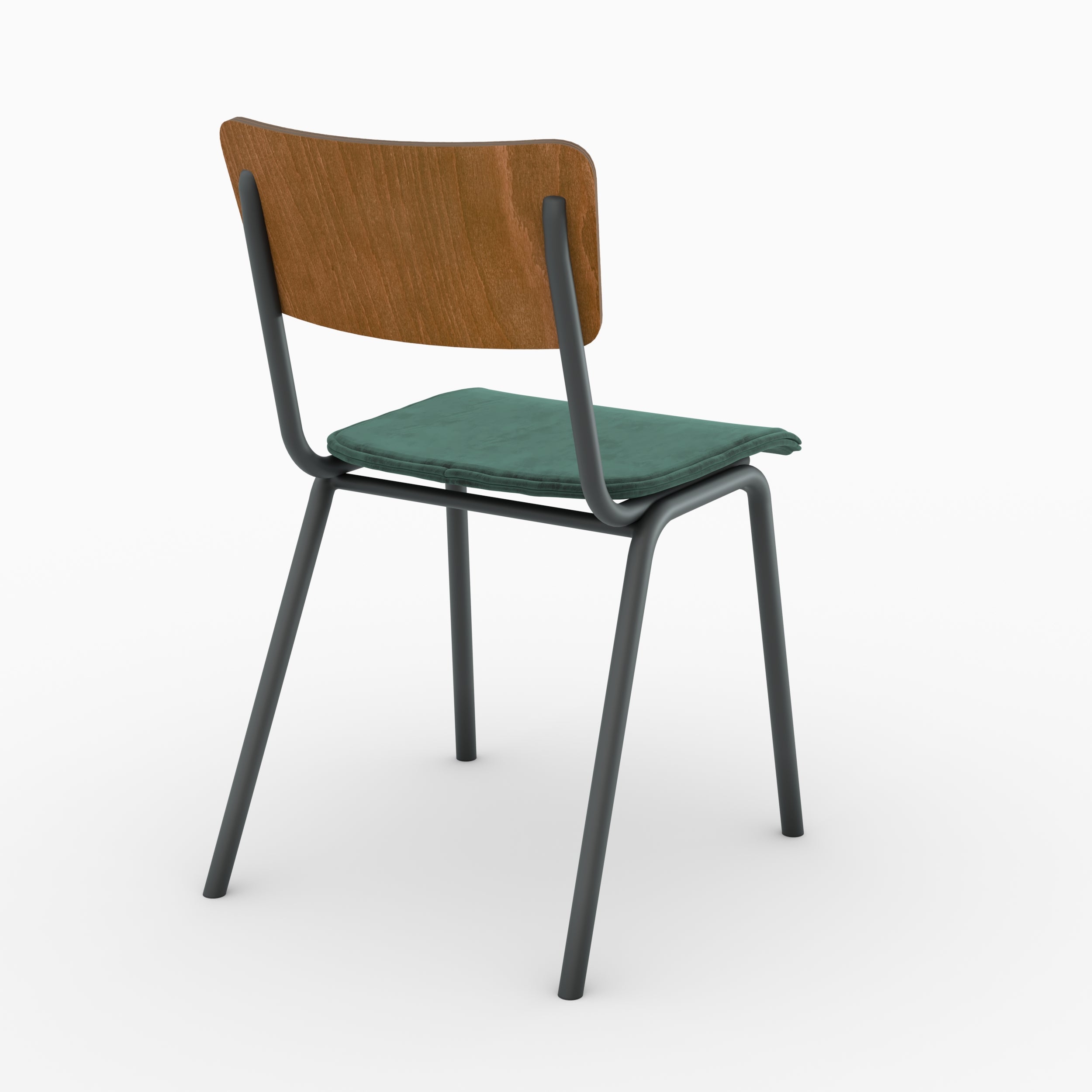 duo chaises ecolier nico velours vert bois fonce metal