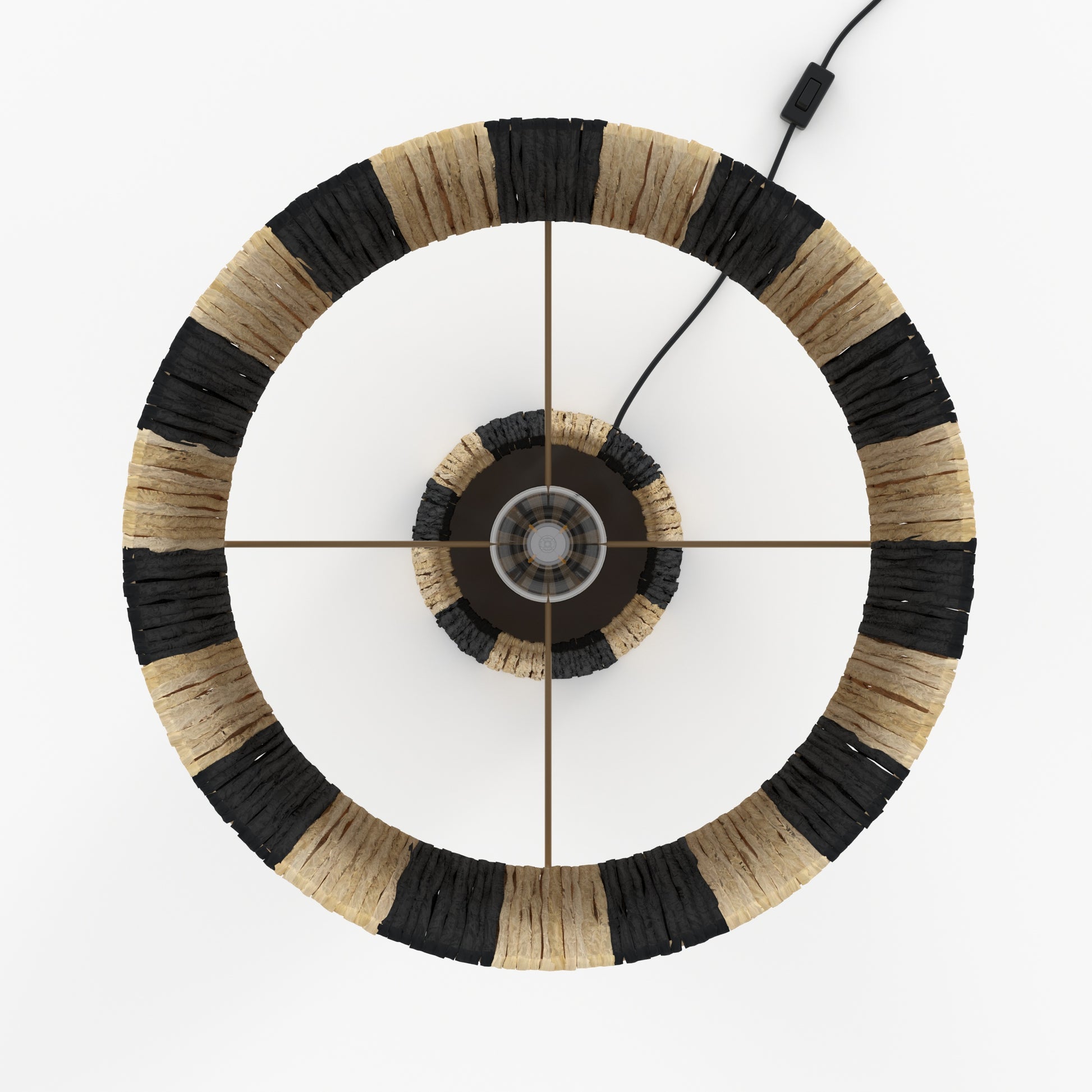 eclairage boheme grande lampe rayee noire solea palmier