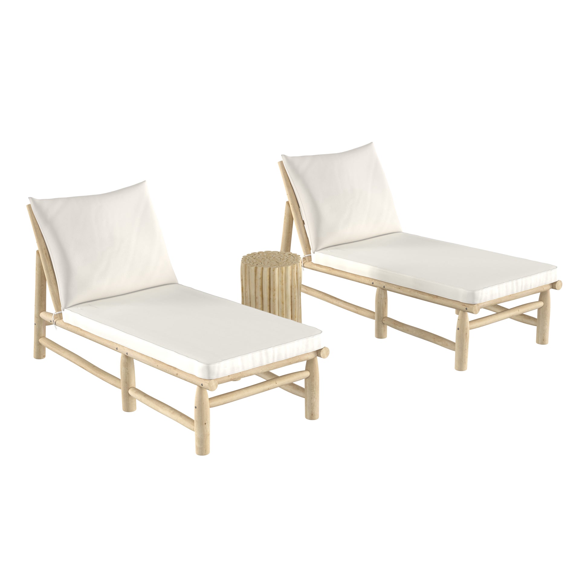 ensemble 2 transats makam en branche de teck