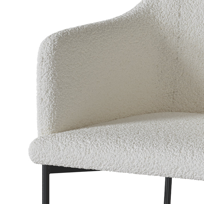 fauteuil blanc effet laine bouclette glam pieds noir