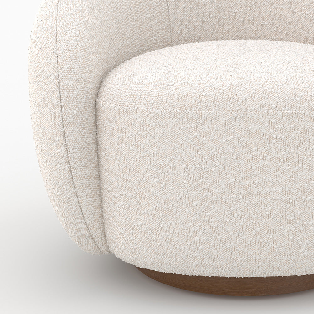 fauteuil confort salon pivotant naya tissu boucle blanc