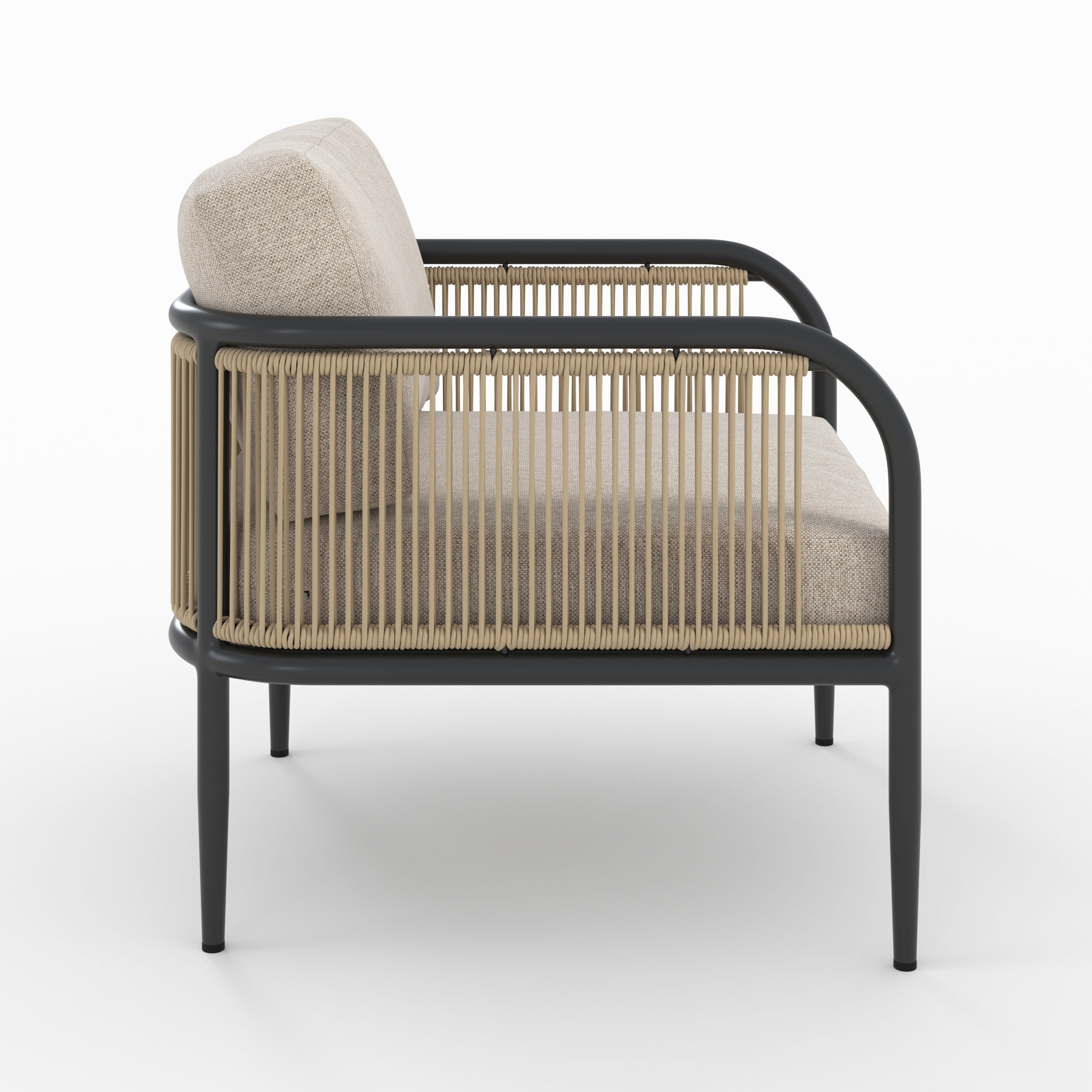 fauteuil de jardin wilo en acier et tissu beige exterieur