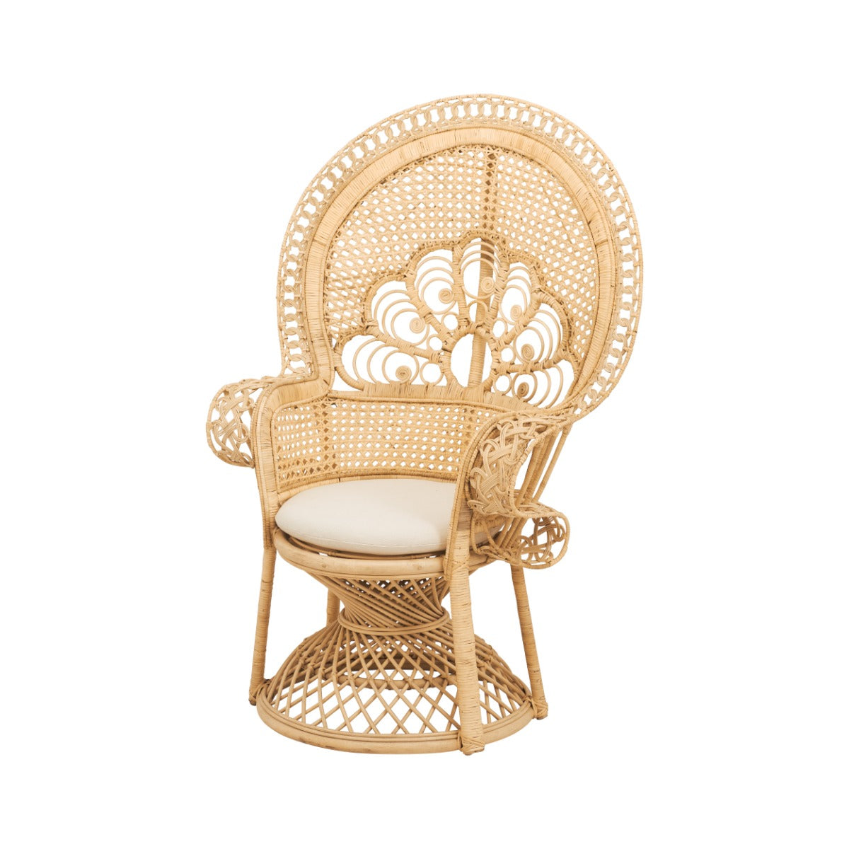 fauteuil eloa en rotin naturel et coussin blanc