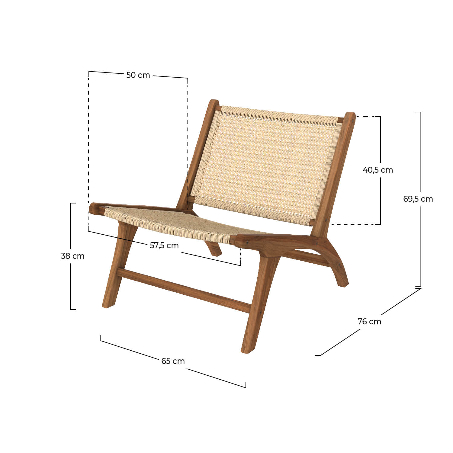 fauteuil en bois de teck et rotin naturel kilka