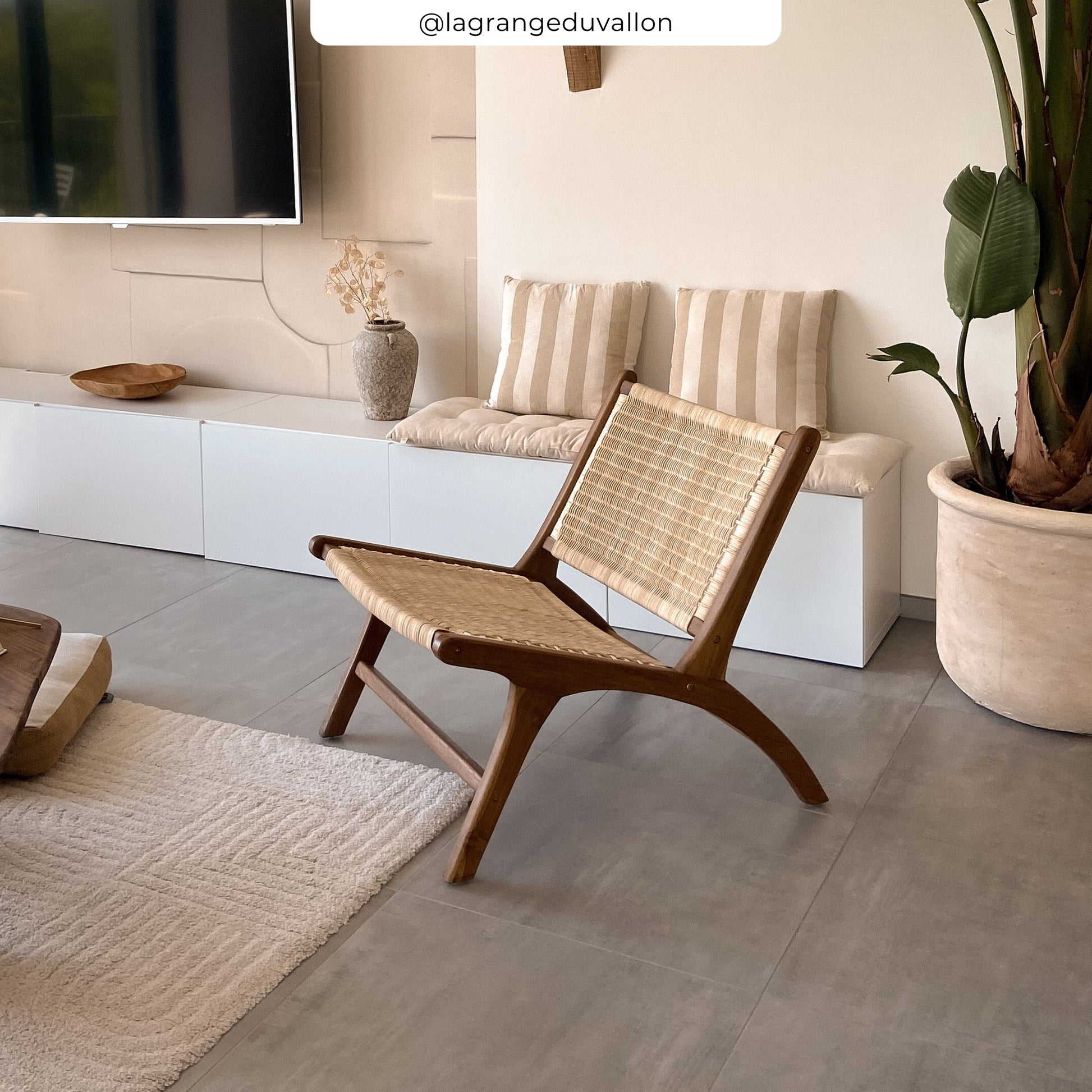 fauteuil kilka en bois de teck et tressage vannerie rdv deco