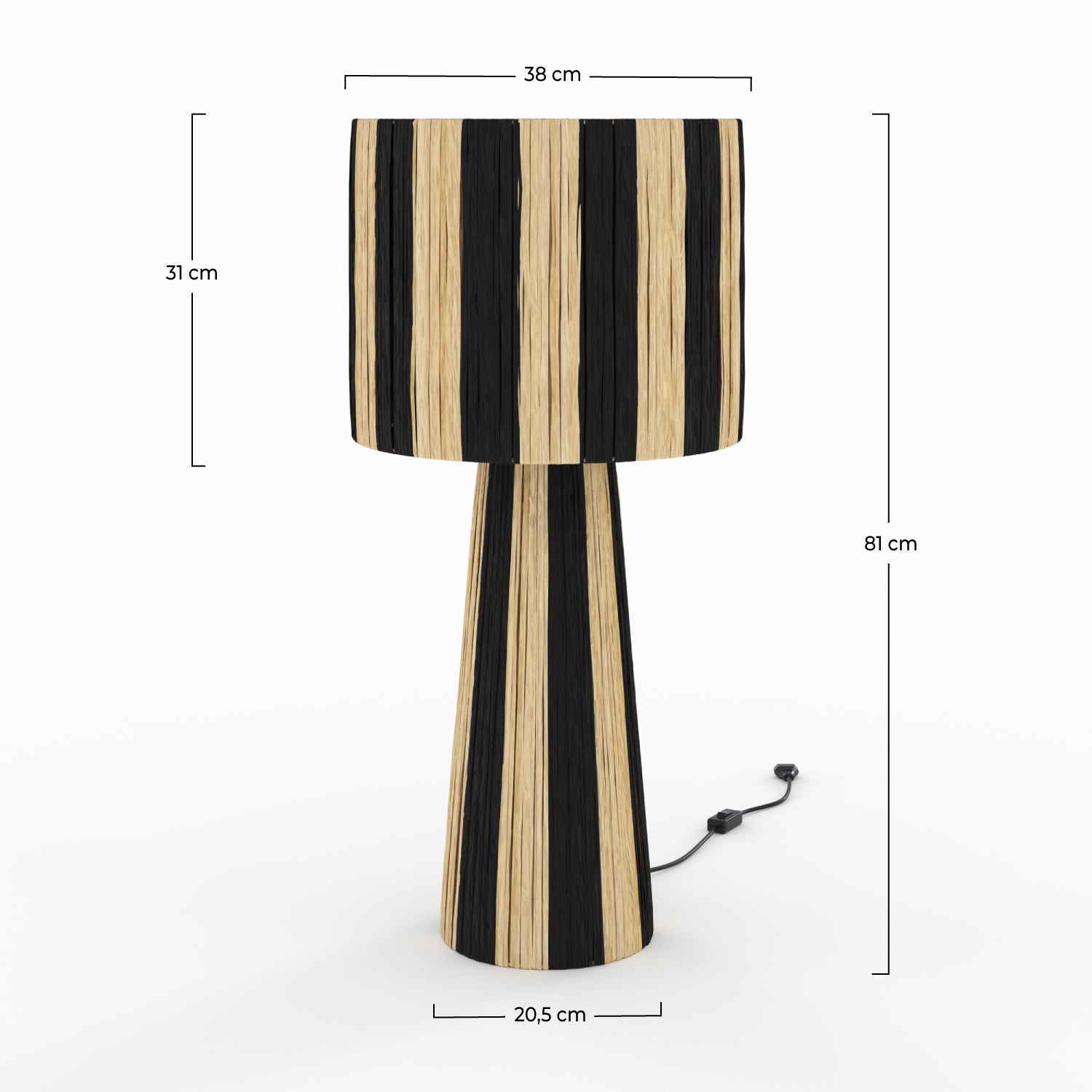 grande lampe decorative rayee noire solea boheme palmier