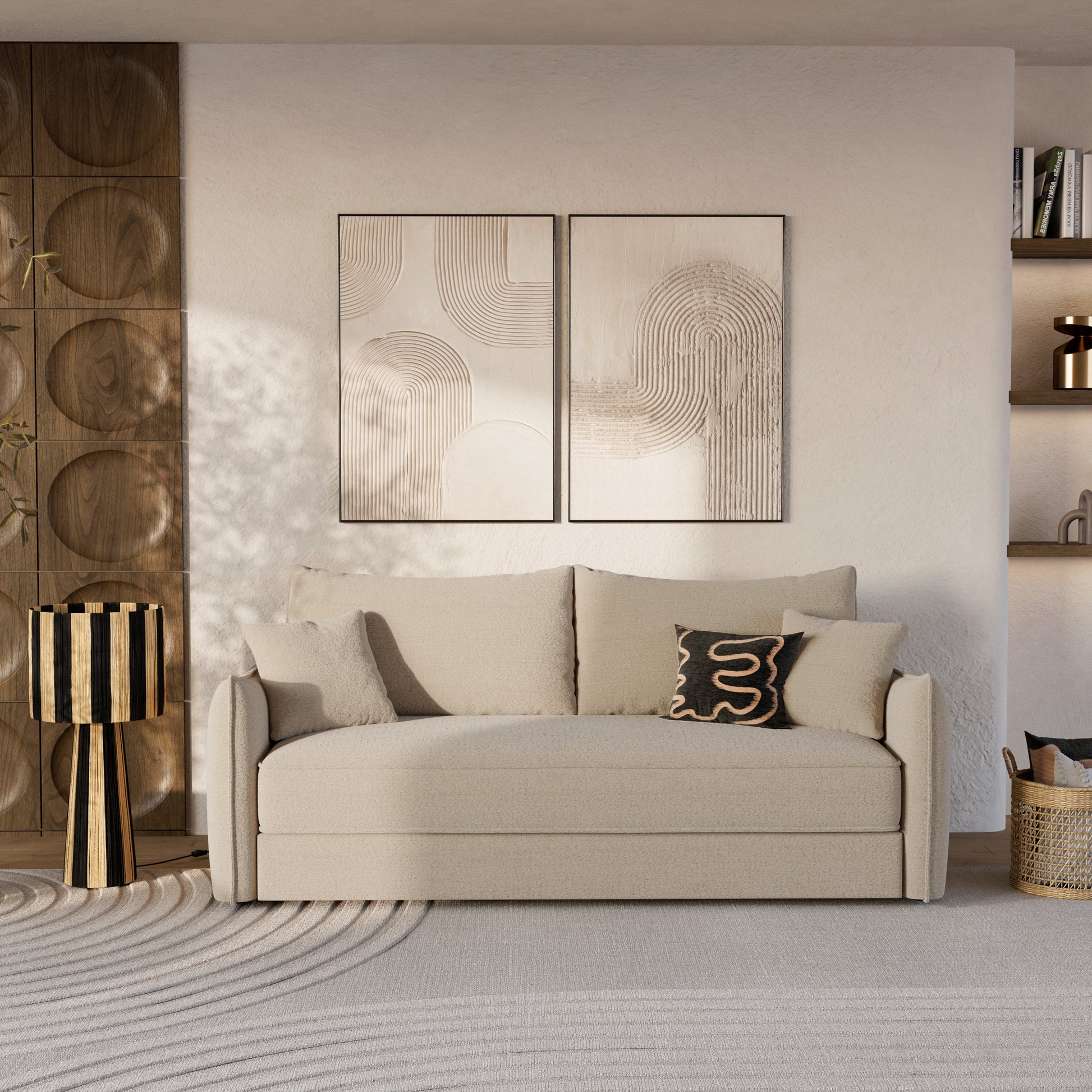 grande lampe noire et beige rayee solea