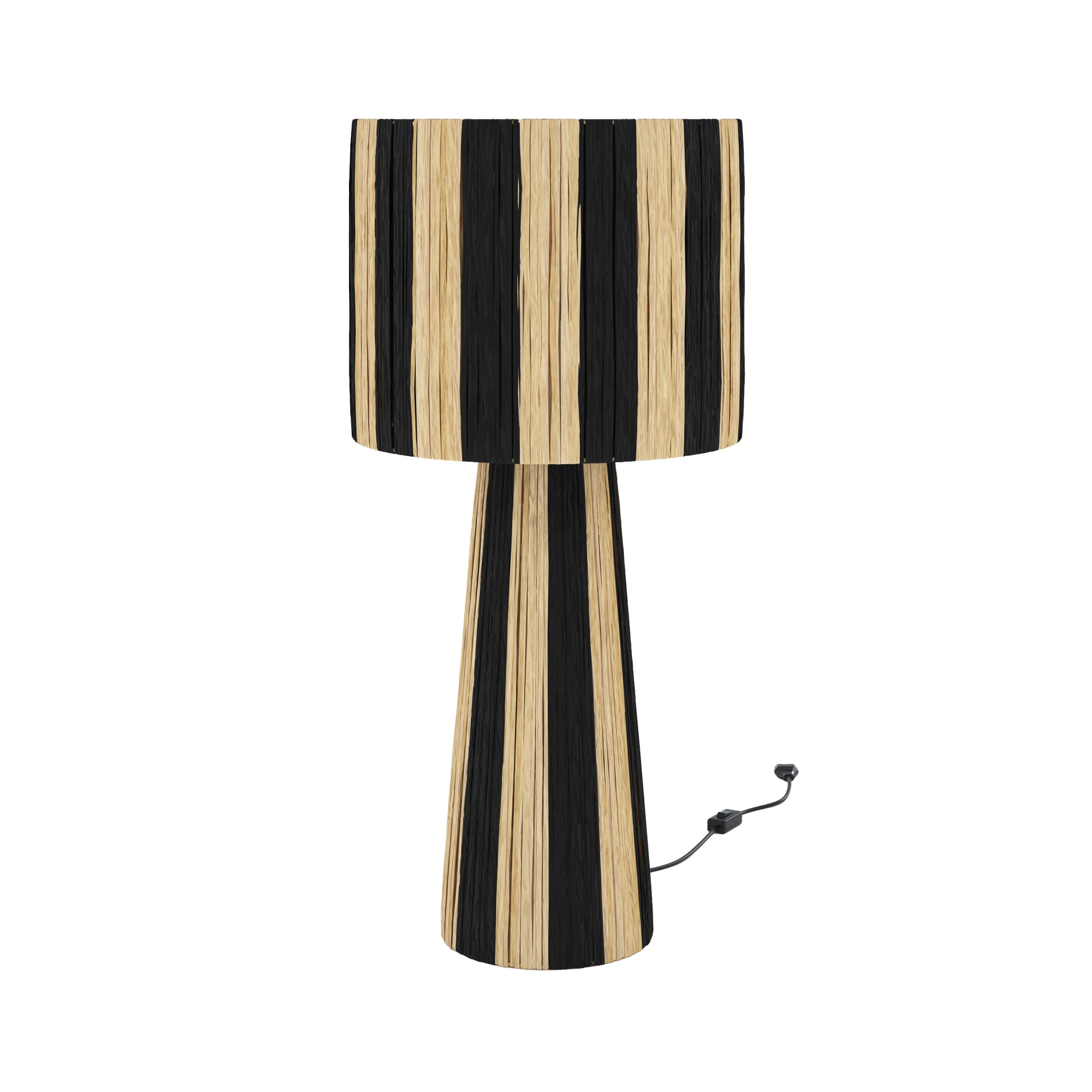 grande lampe solea rayee noire feuille de palmier boheme