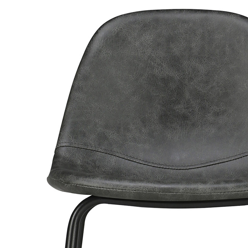 henrik chaise de bar mi hauteur 65 cm cuir synthetique gris noir vendue a l unite