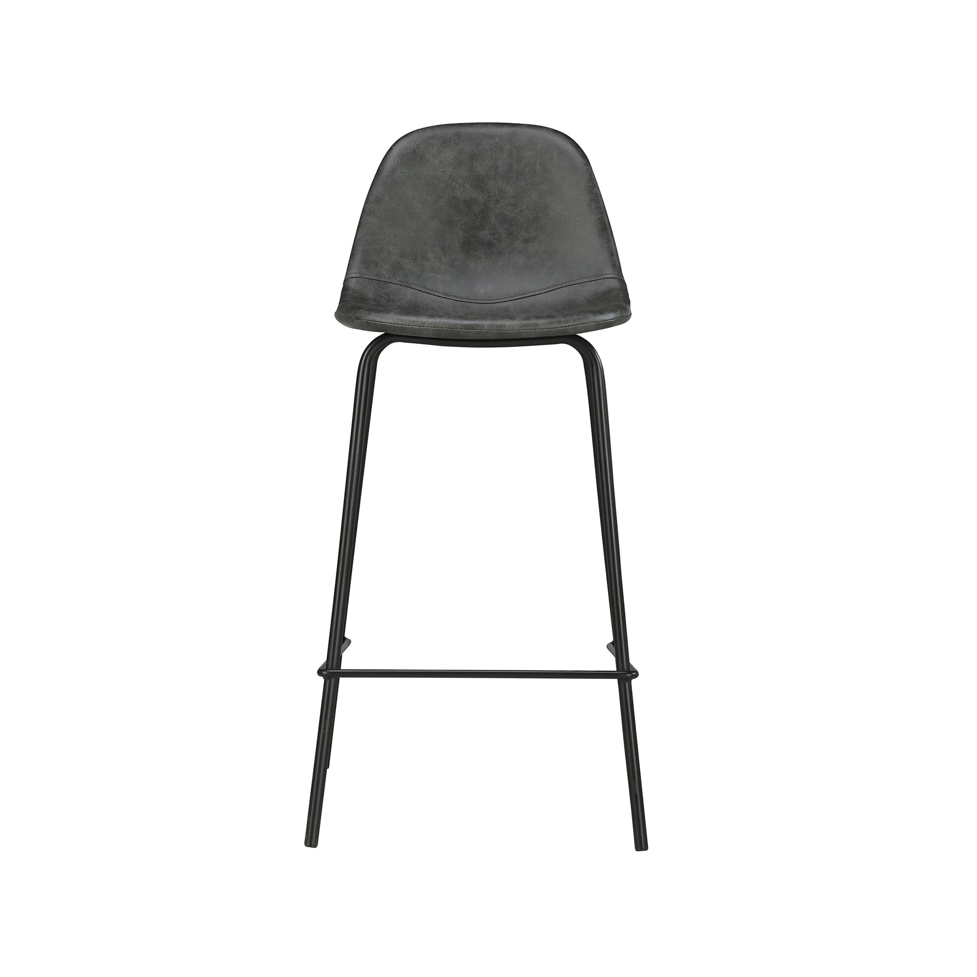 henrik chaise de bar mi hauteur 65 cm vendue a l unite cuir synthetique gris noir