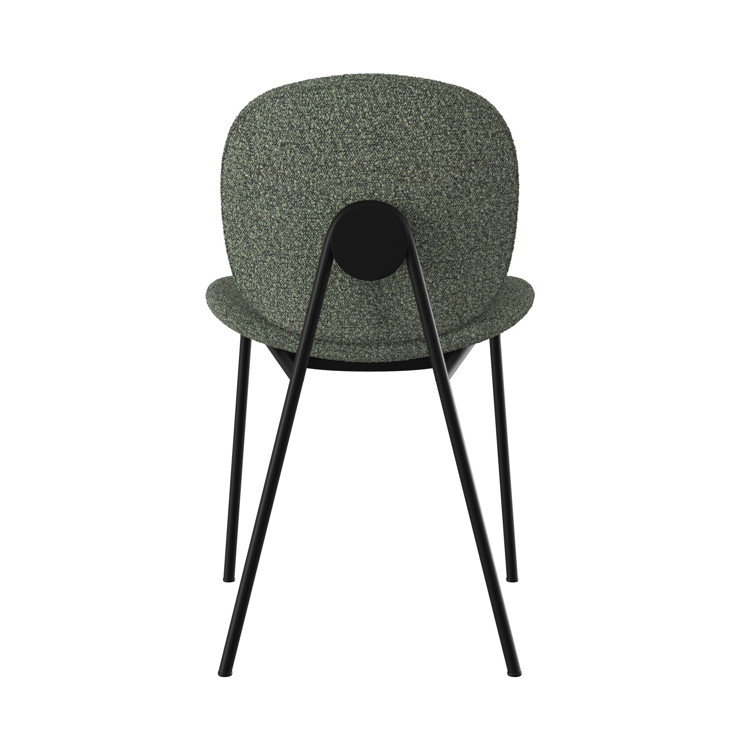 iris chaise en tissu boucle vert kaki metal noir lot de 2