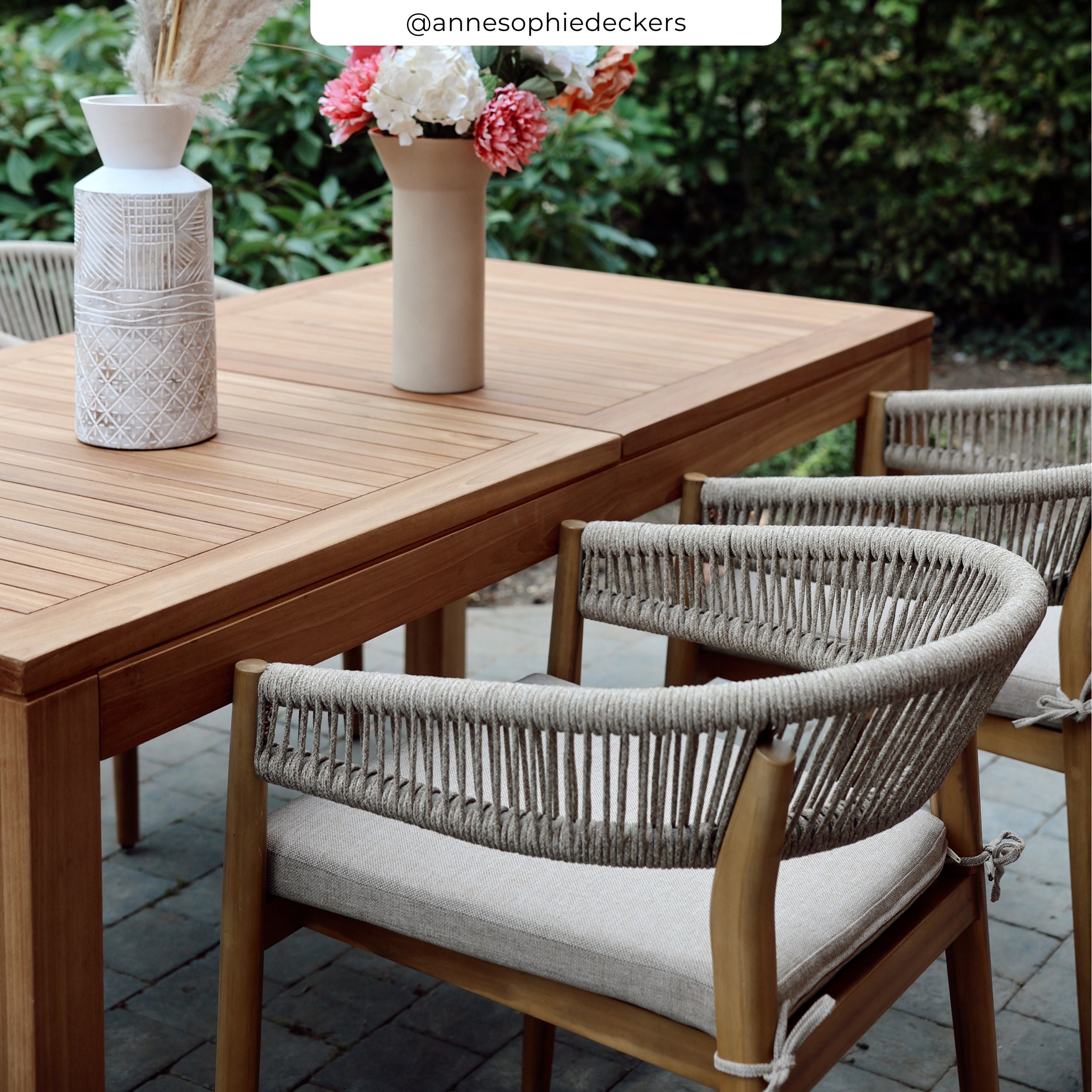 isia chaise de jardin tissu beige bois clair terrasse ugc