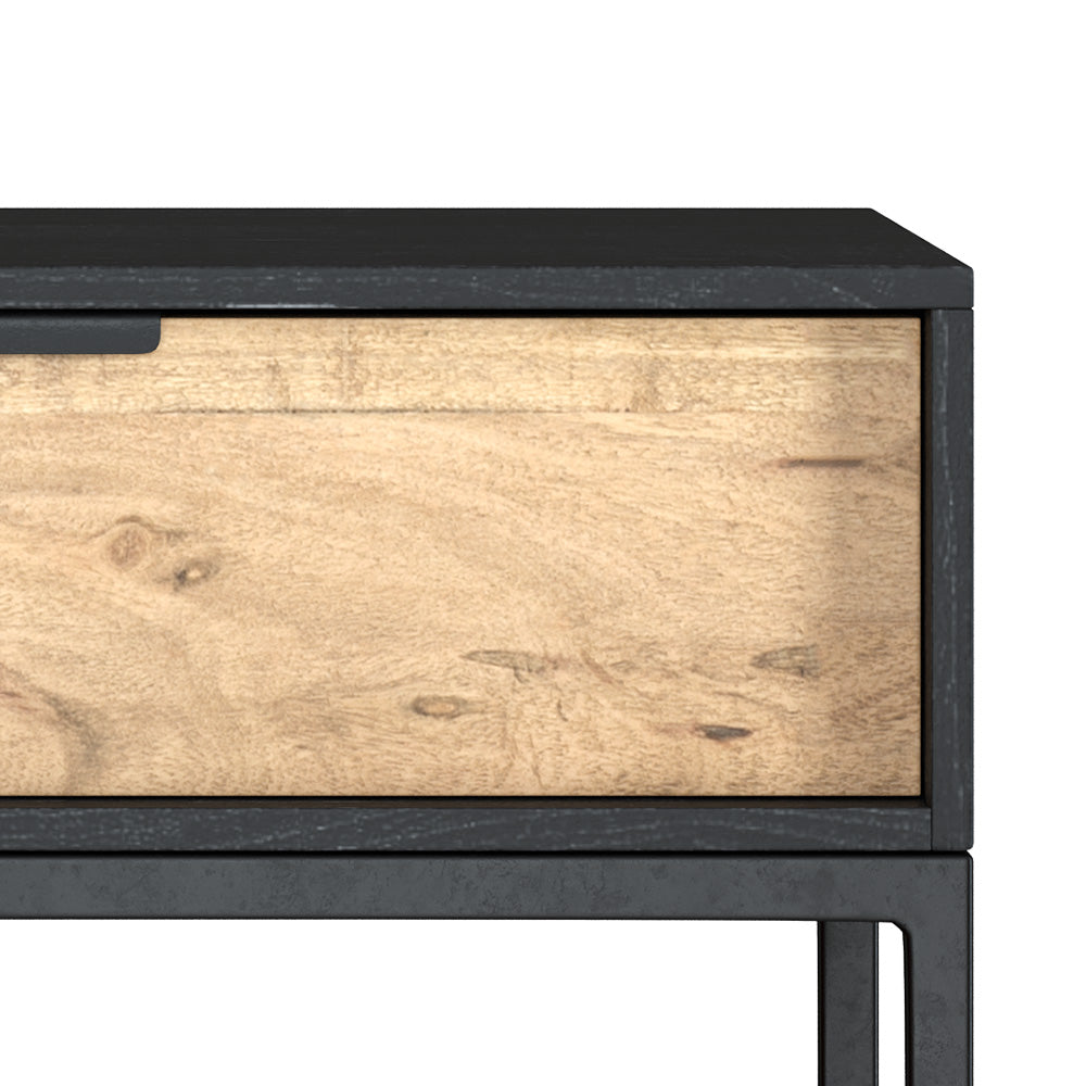 jackson table de chevet 1 tiroir bois acacia pieds metal noir