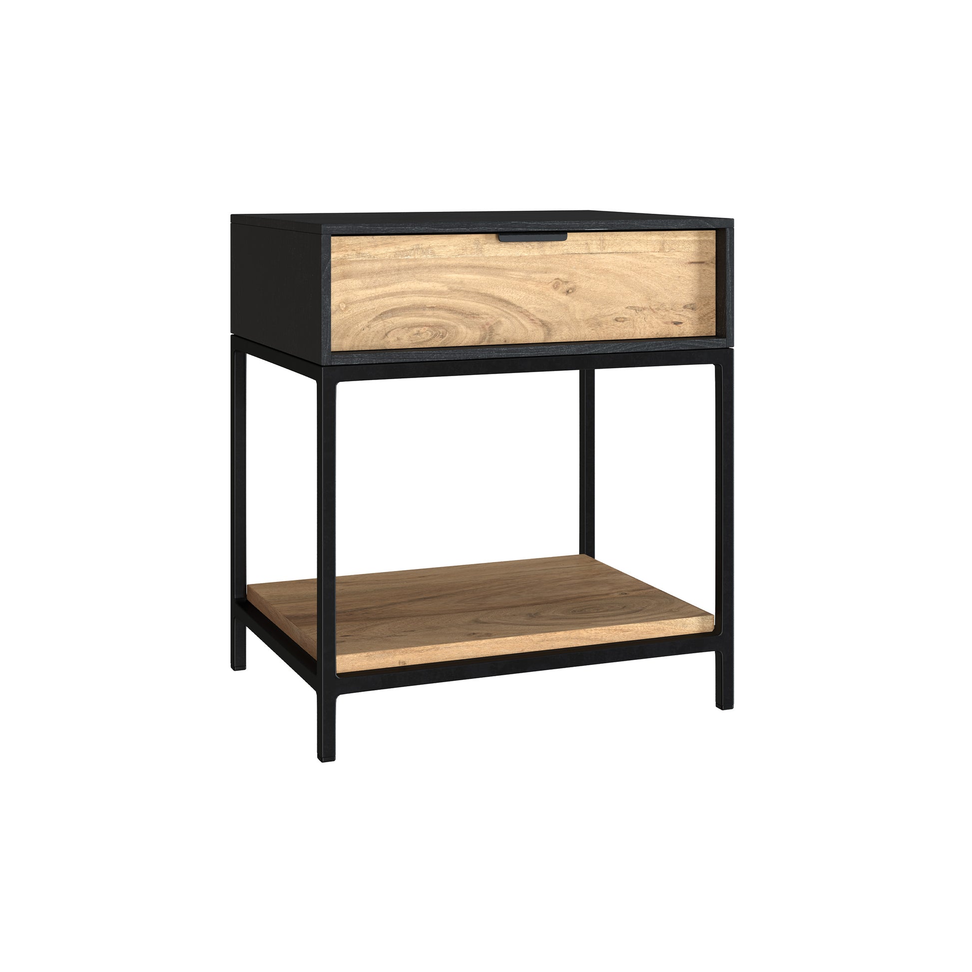jackson table de chevet en bois acacia pieds metal noir 1 tiroir