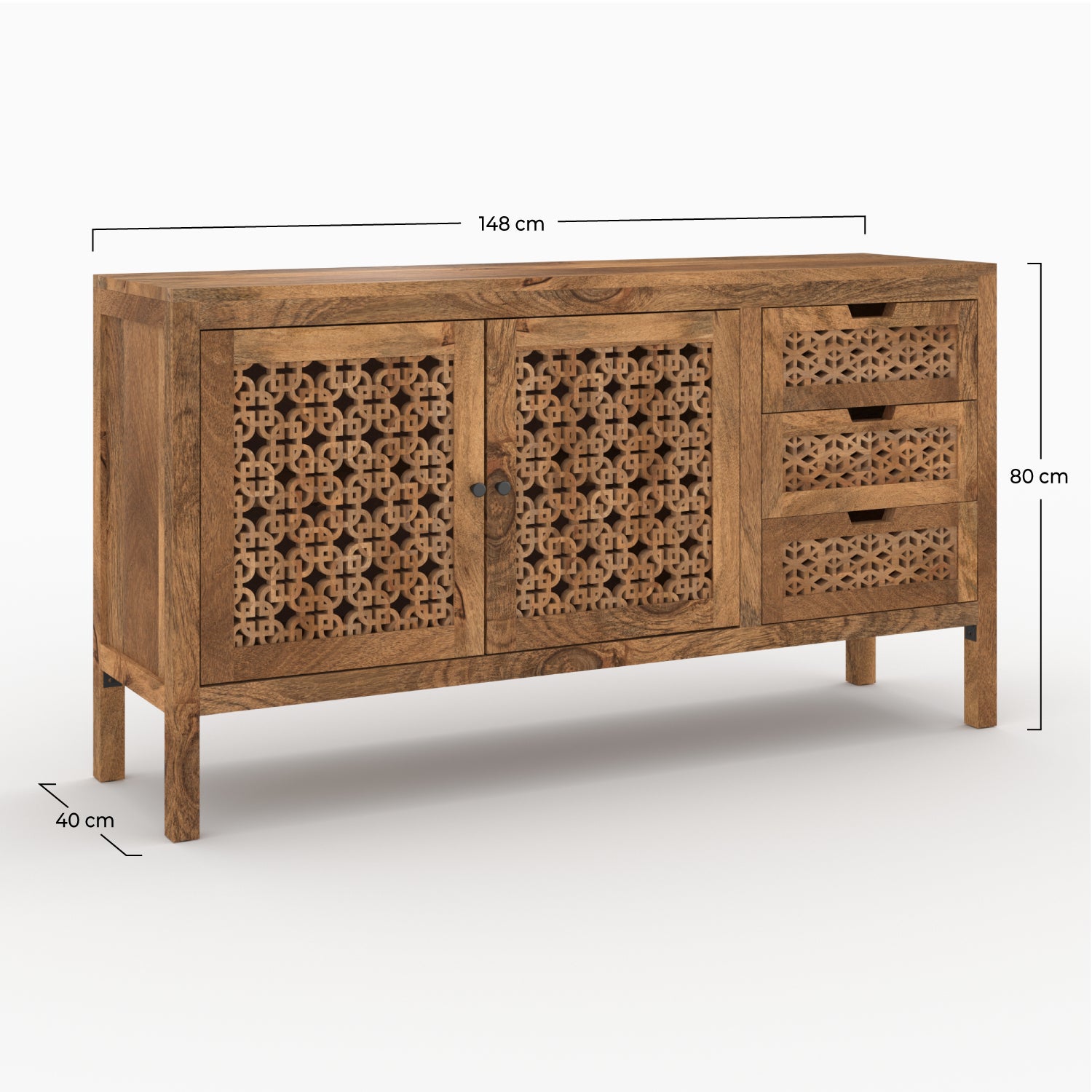 jaya buffet ajoure en bois de manguier marron