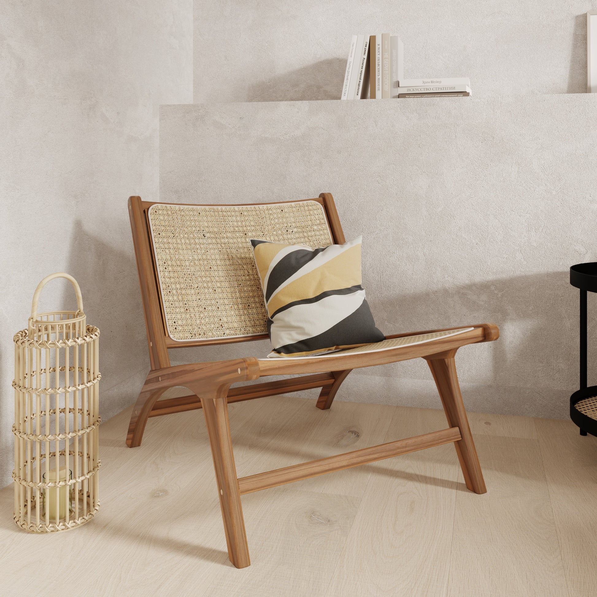 kilka fauteuil en teck tressage cannage couleur naturelle