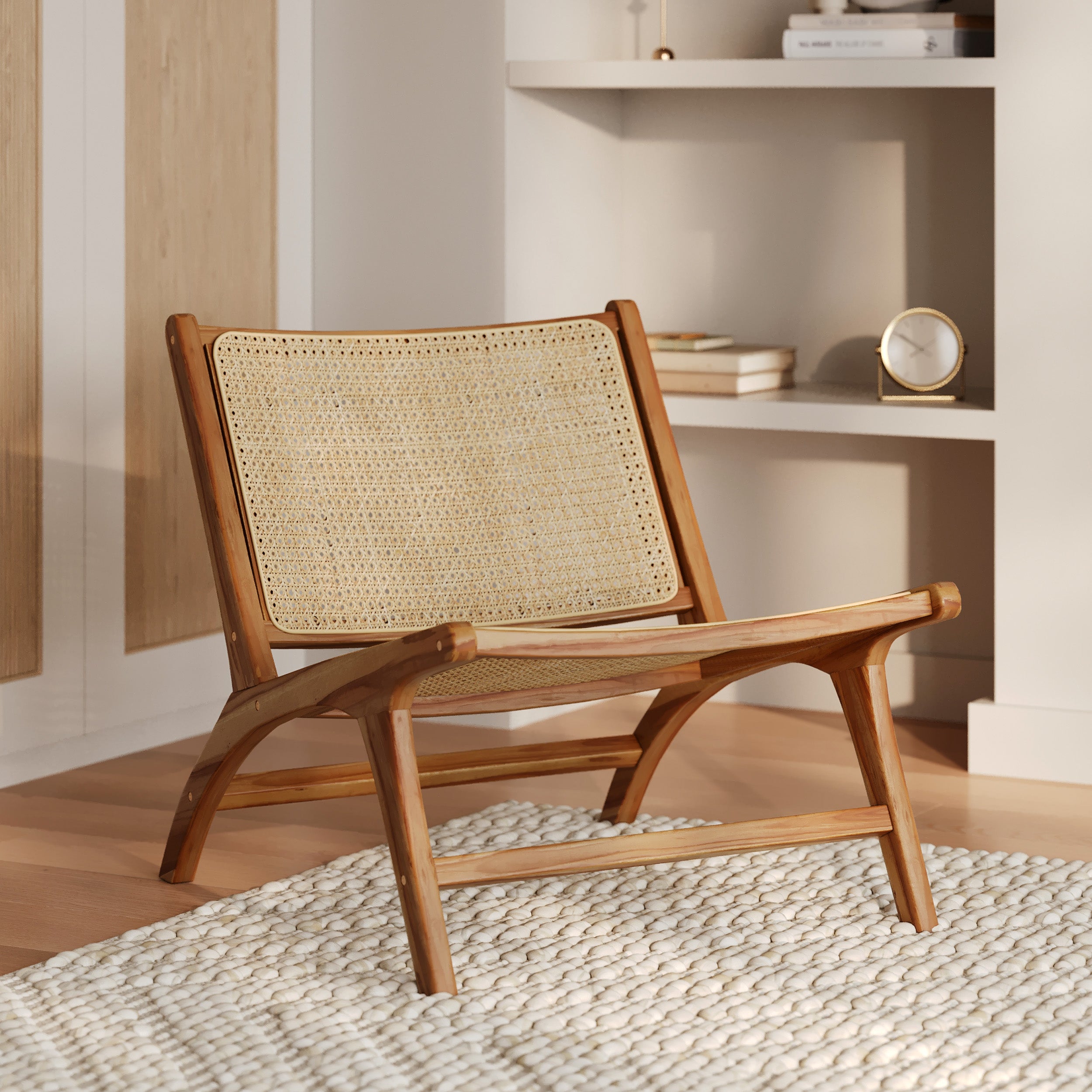 Sillón Kilka en teca y ratán natural (tejido de caña) – Rendez