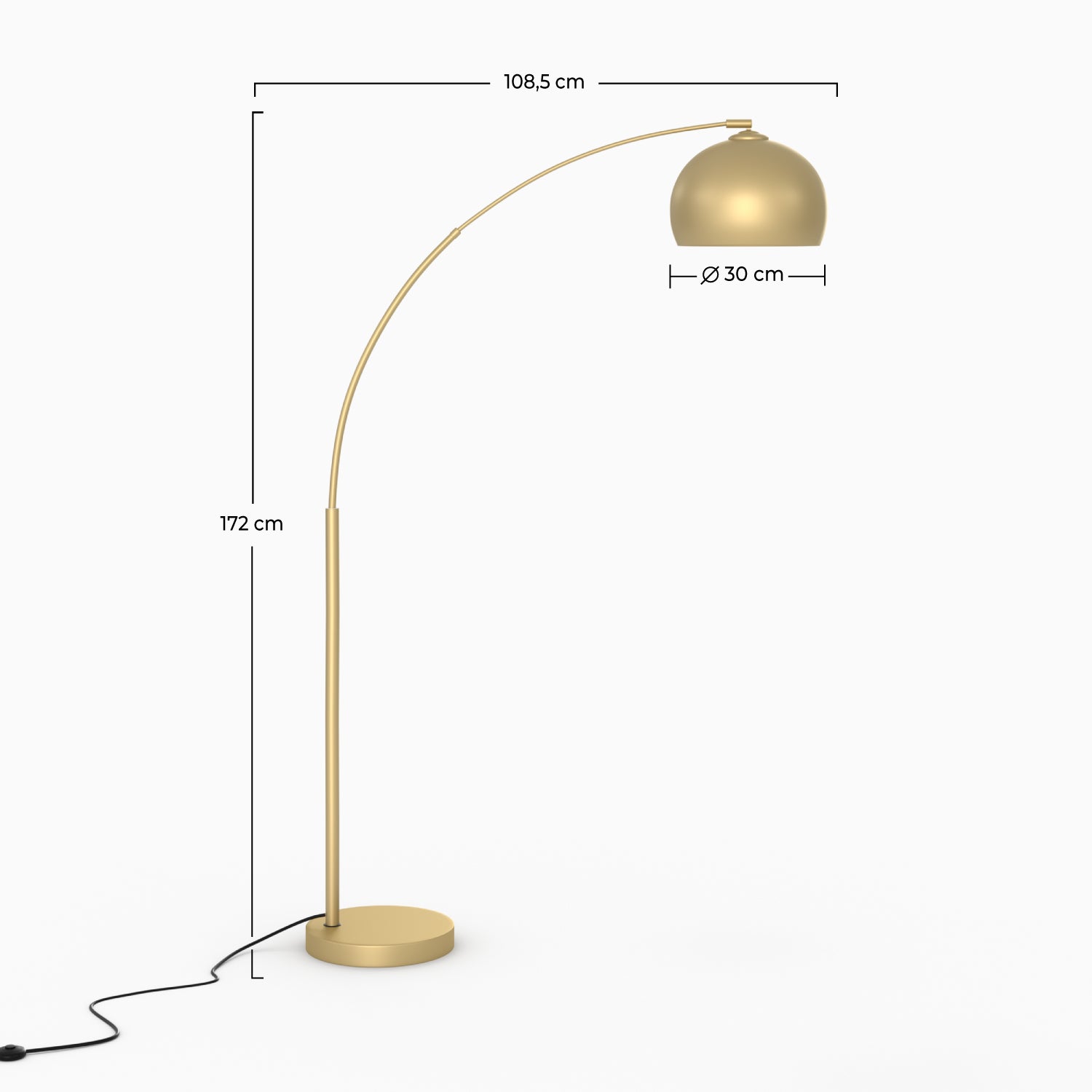 lampadaire dinard en metal dore arrondi