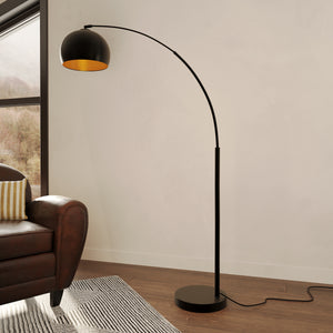 lampadaire noir en metal dinard arondi