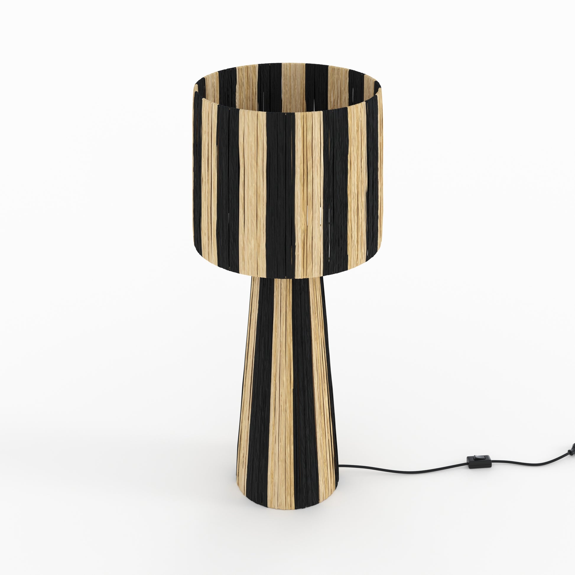 lampe rayee noire boheme grande solea palmier naturel