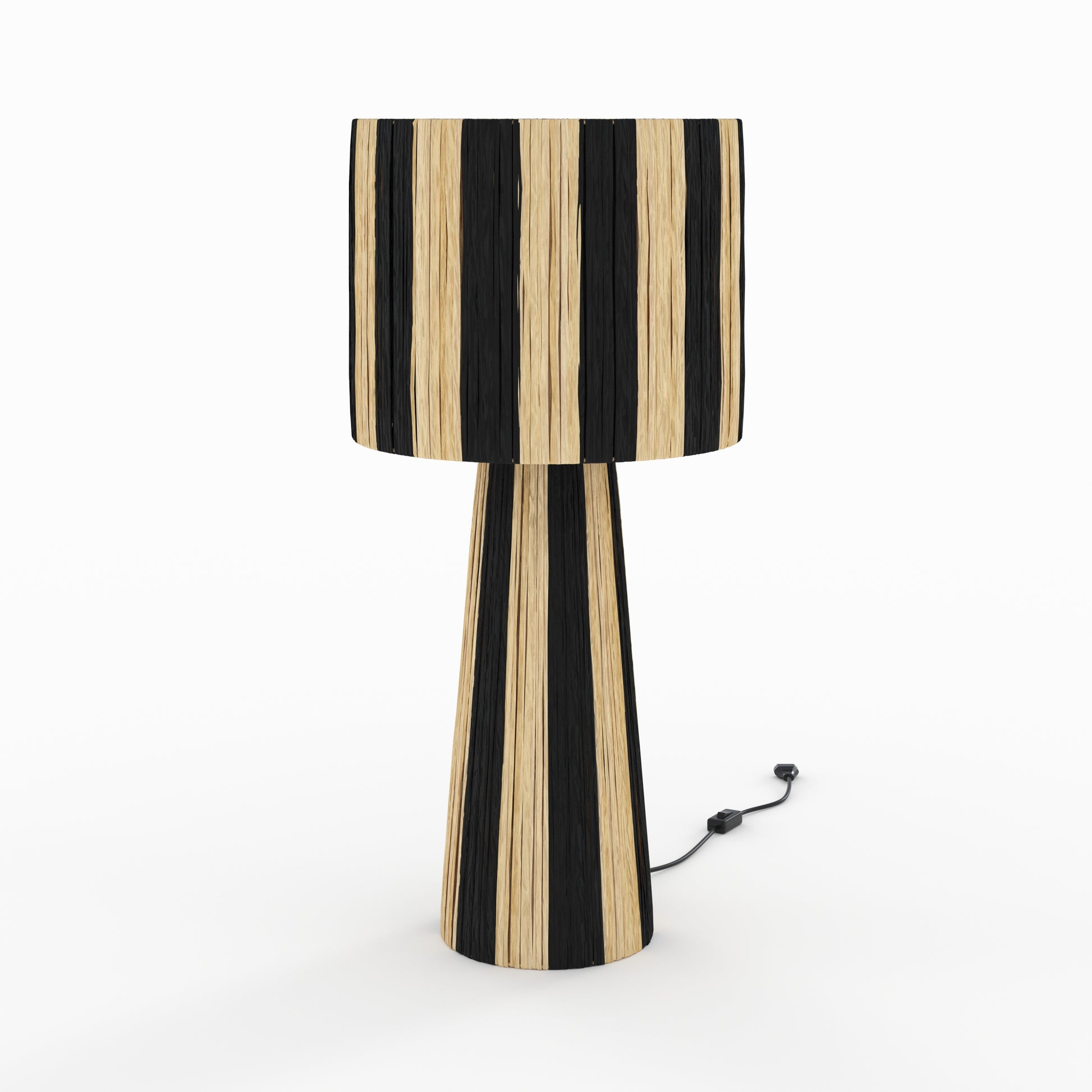 lampe solea grand modele rayee noire en feuille palmier