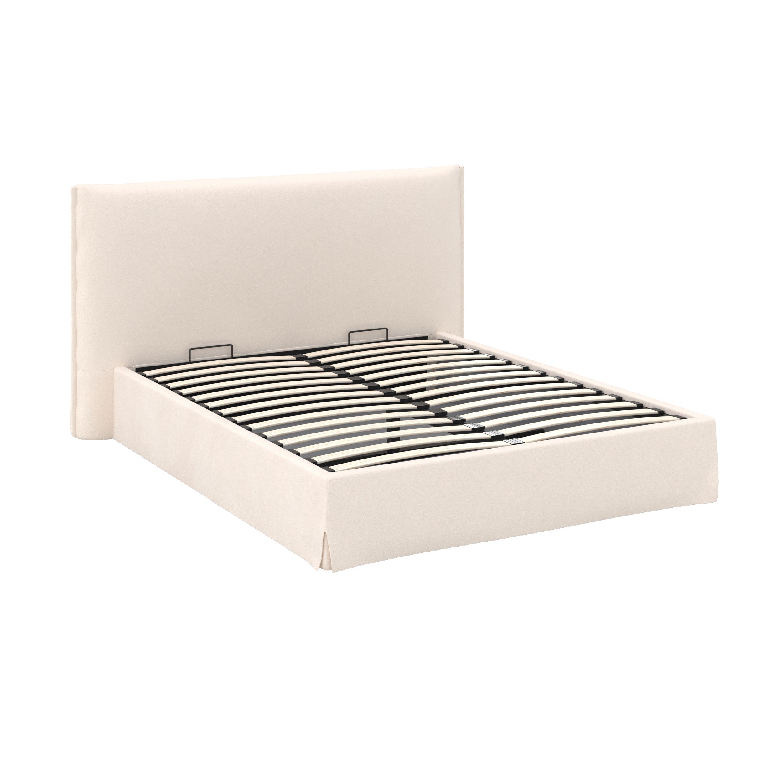 Lit coffre 160x200 cm Safia en tissu blanc déhoussable