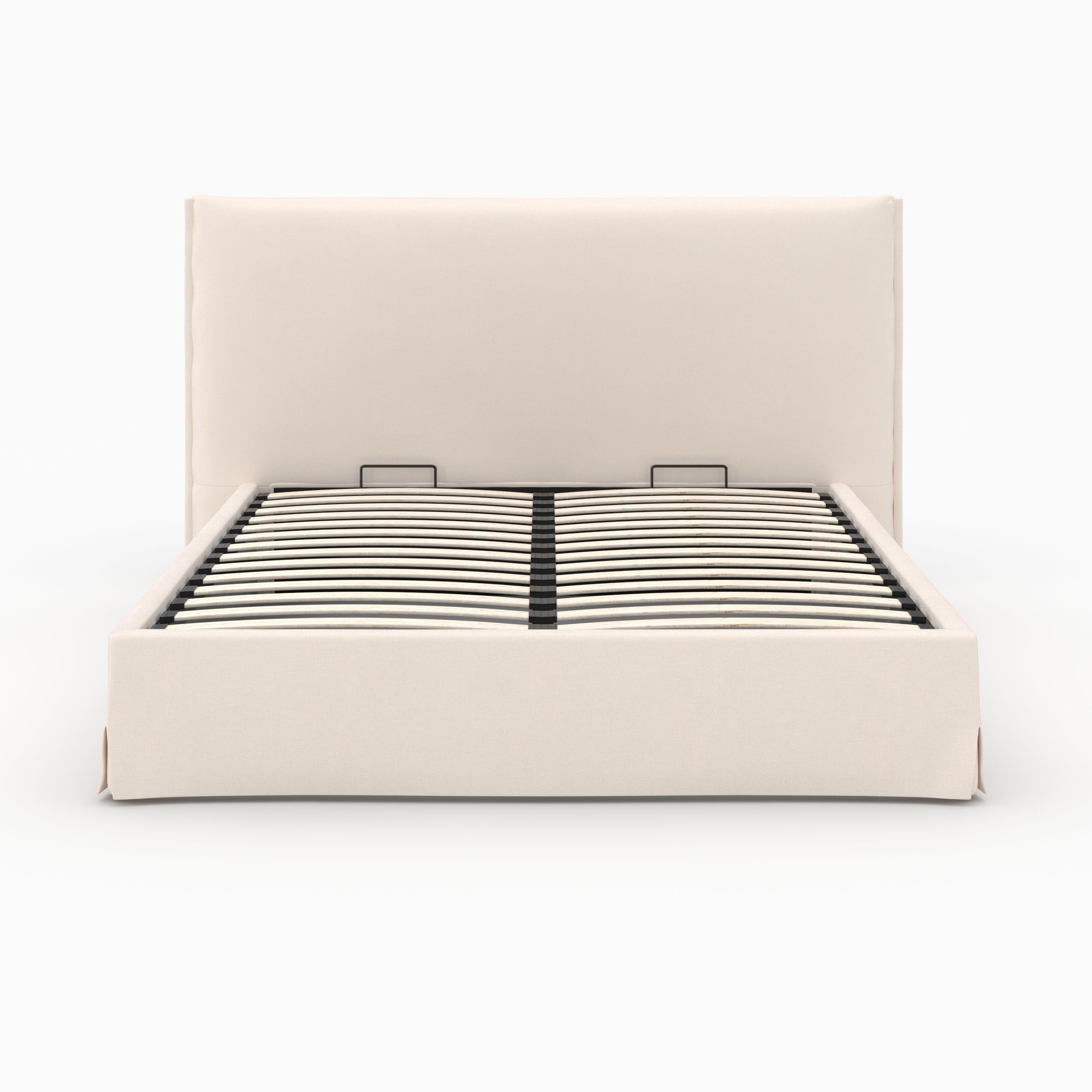 Lit coffre 160x200 cm Safia en tissu blanc déhoussable