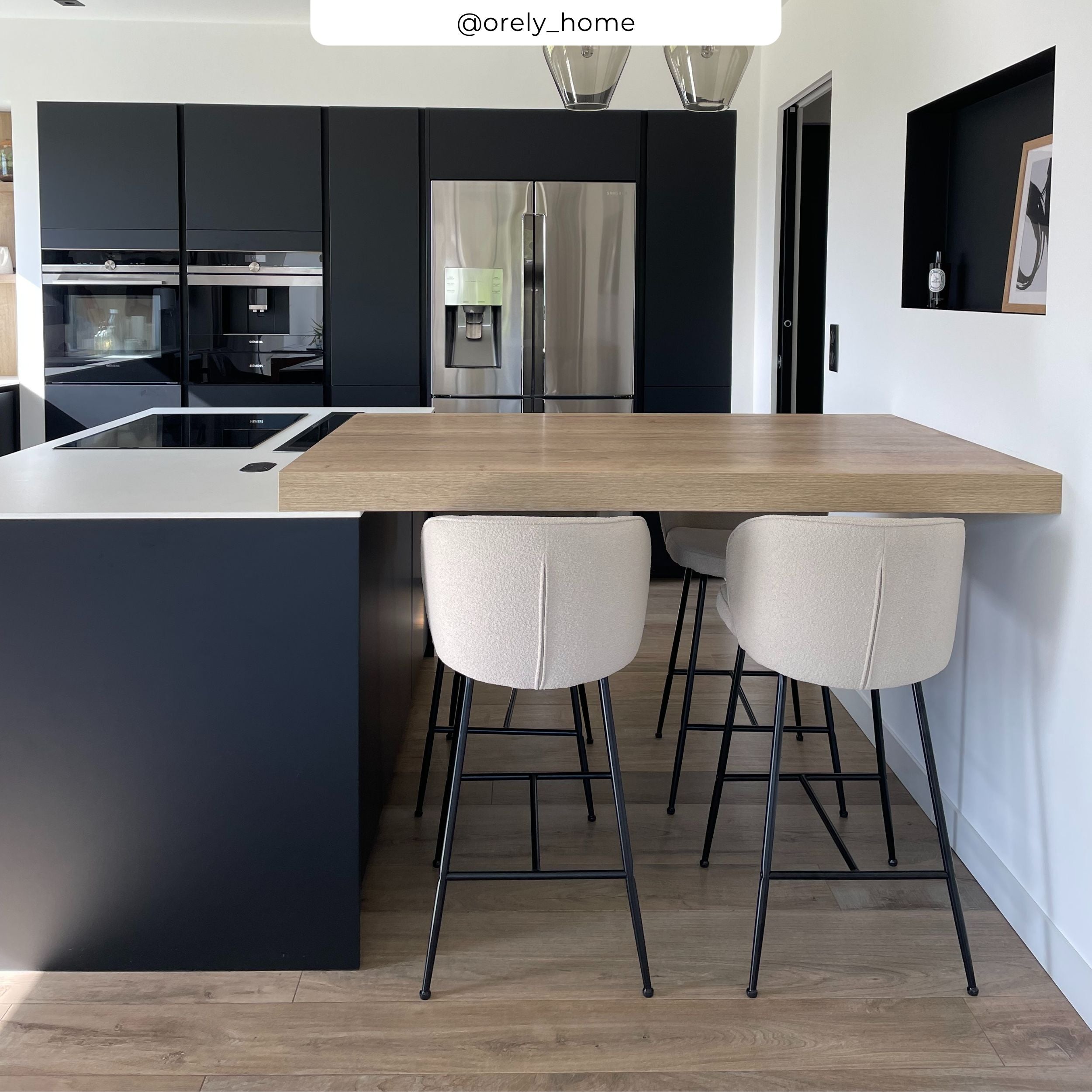 lot de 2 chaise de bar groom tissu boucle beige 66 cm