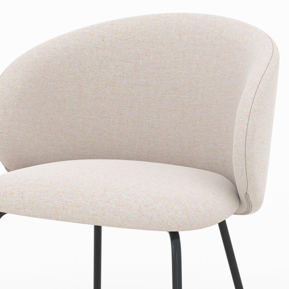 lot de 2 chaise victoria en tissu beige et pieds metal noir