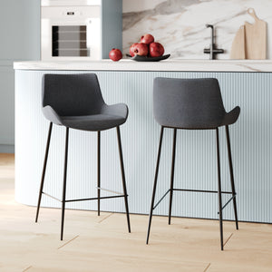 lot de 2 chaises de bar pirata grises pieds noirs