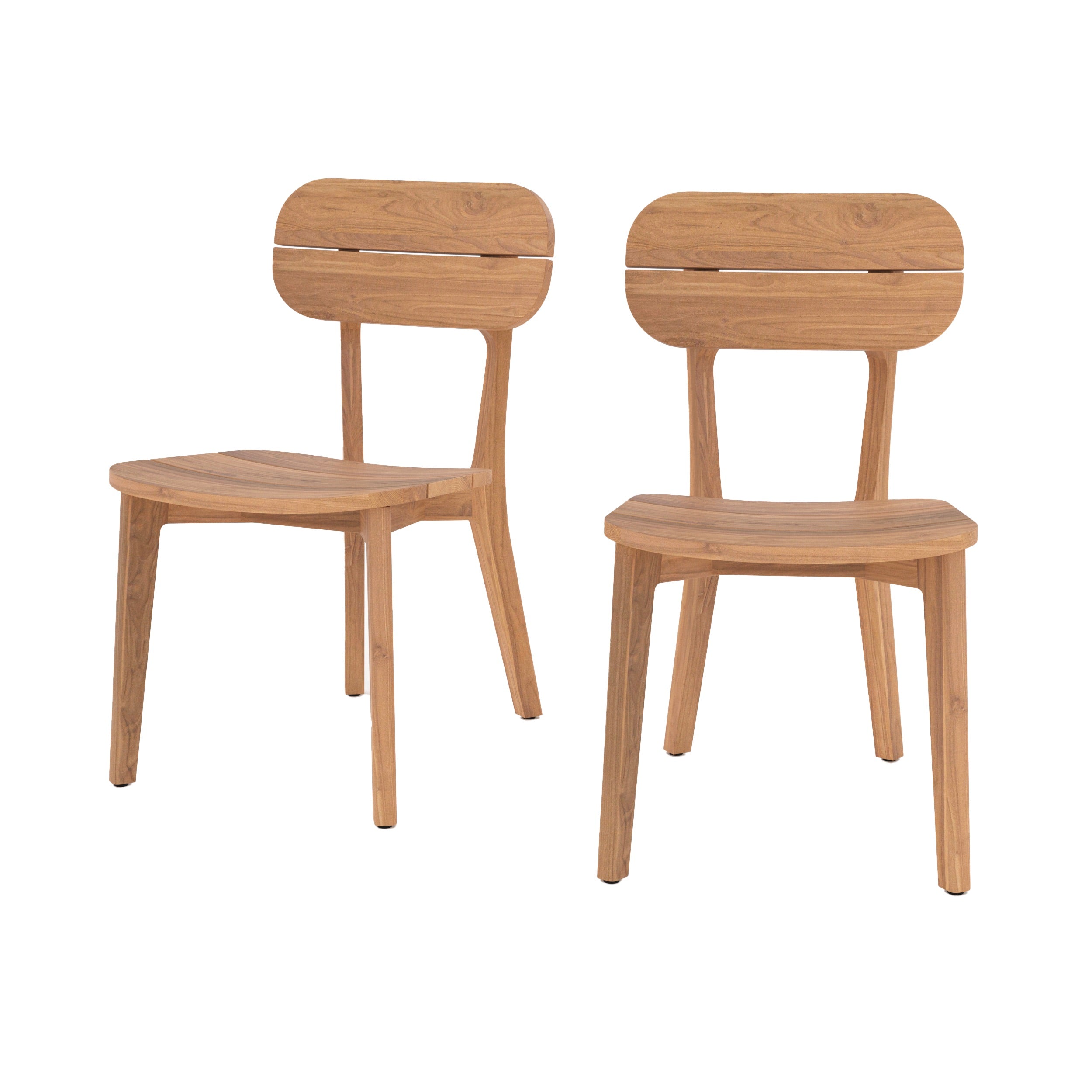 lot de 2 chaises de jardin azia en bois de teck recycle fond blanc